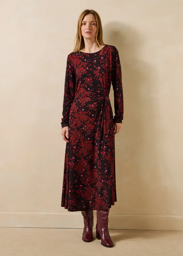 la-f-e-marabout-e-gacila-kleid-bordeaux-floral-midi image 1