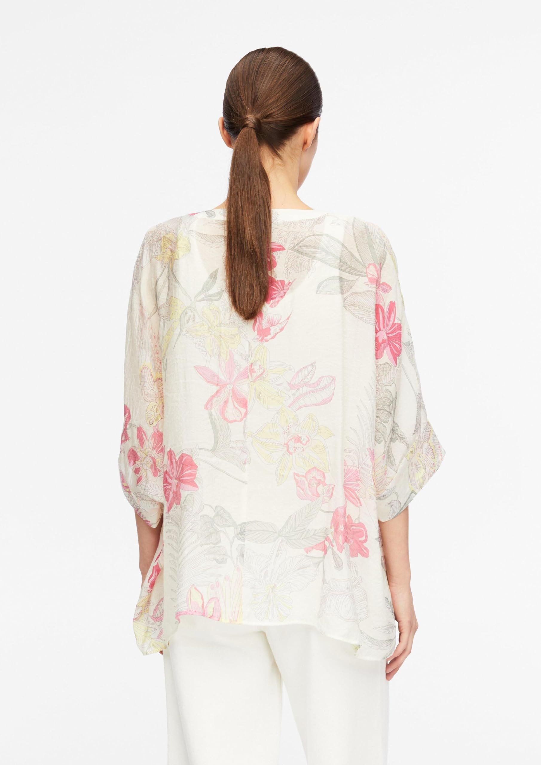 comma-poncho-bluse-chiffon-bluse-xl-beige-allover image 5