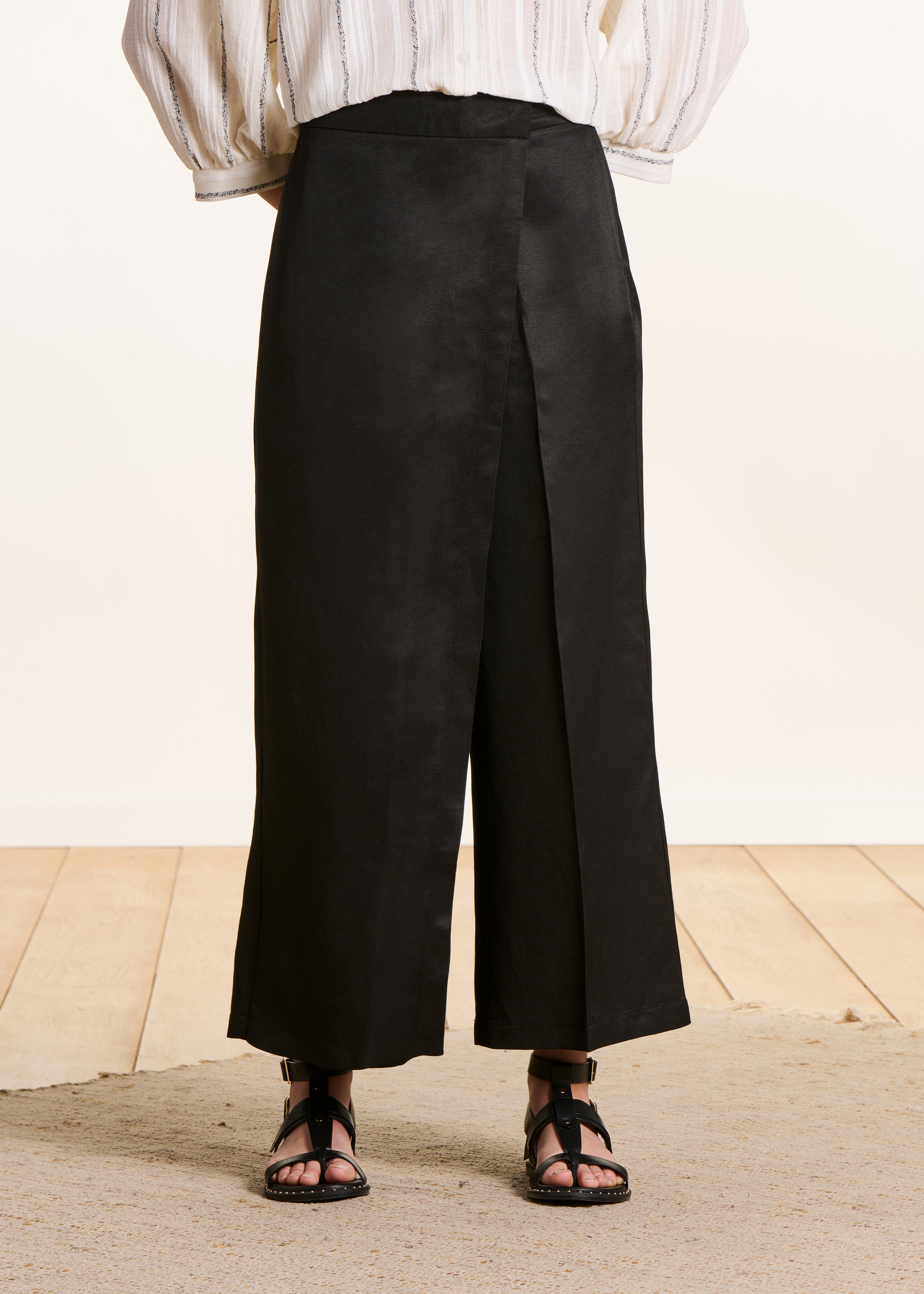 la-f-e-marabout-e-fulano-hose-damen-schwarz-7-8-leinen-weit image 2