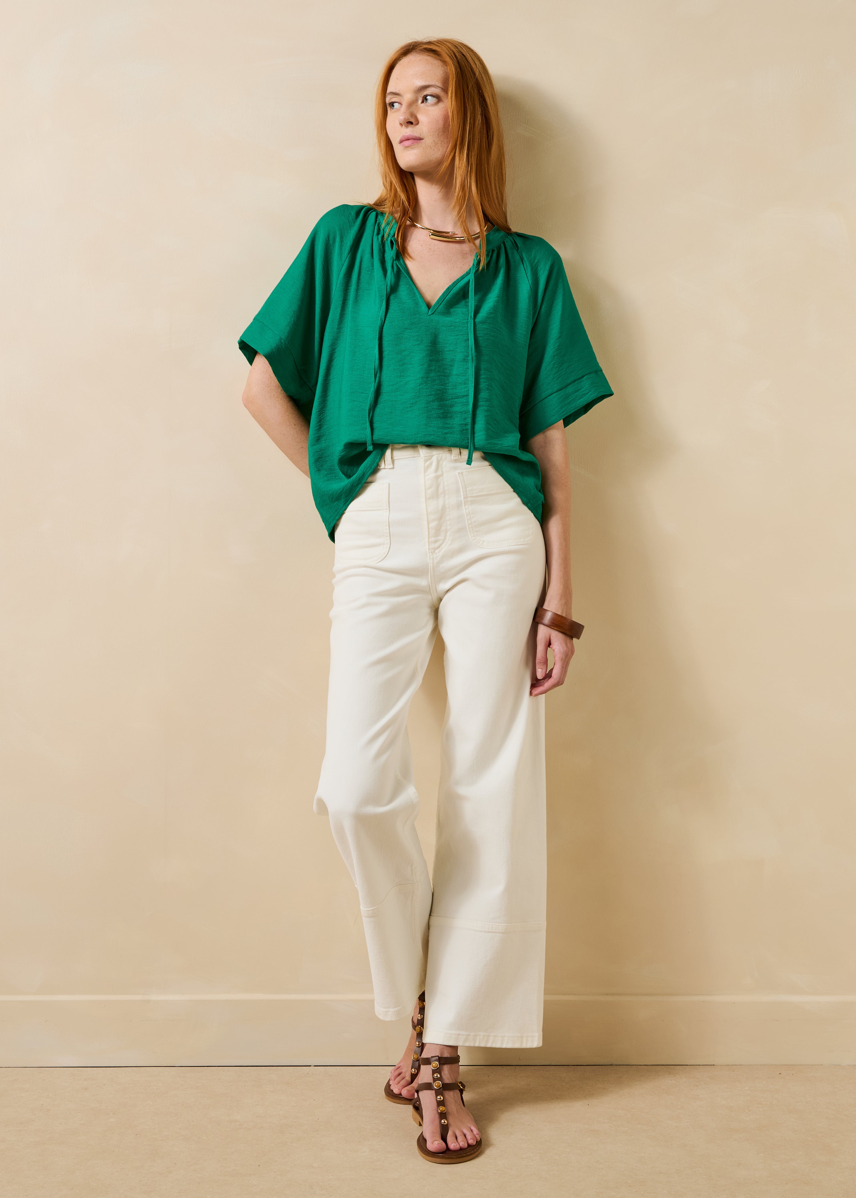 la-f-e-marabout-e-top-jacquard-gr-n-kurzarm image 2