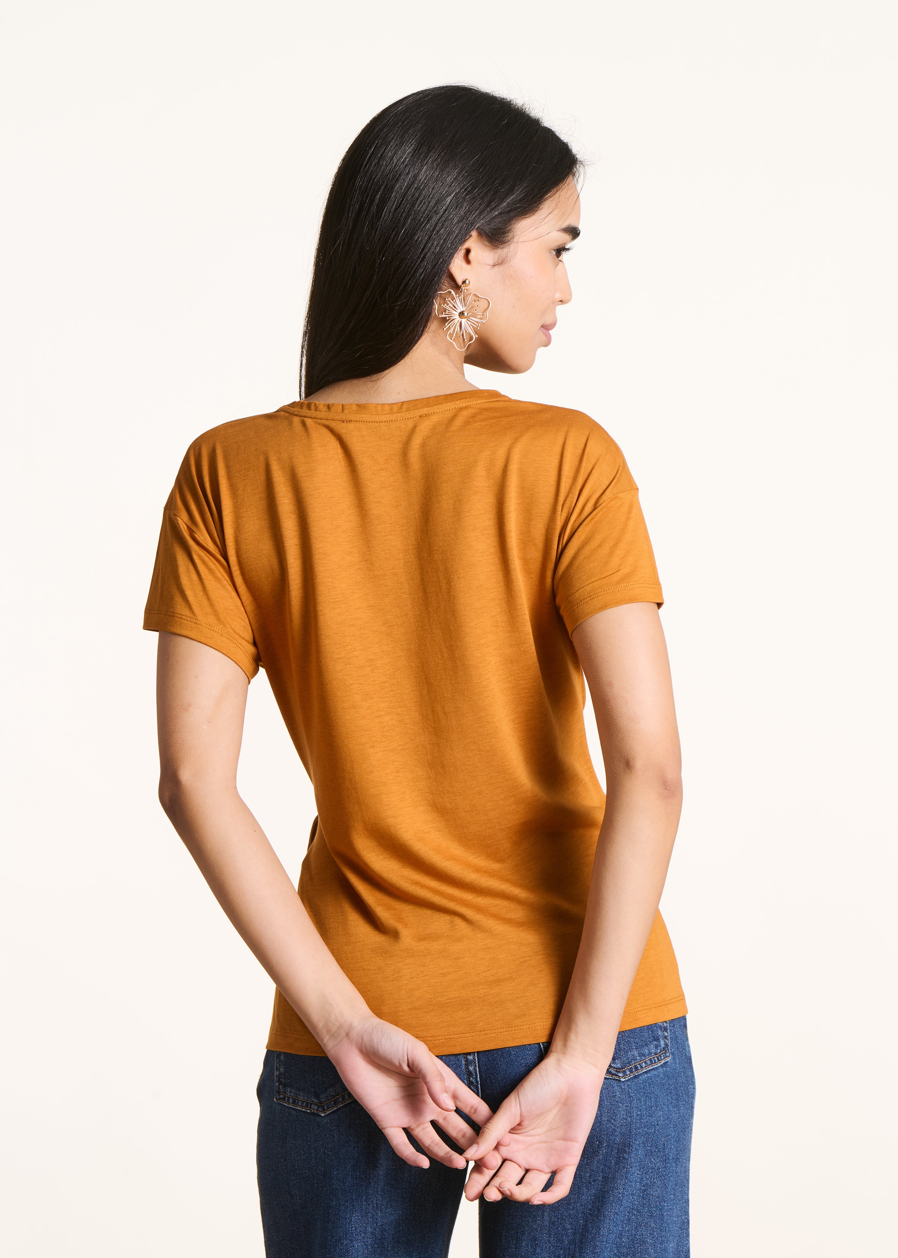 la-f-e-marabout-e-flux-t-shirt-ocker-lyocell-baumwolle image 3