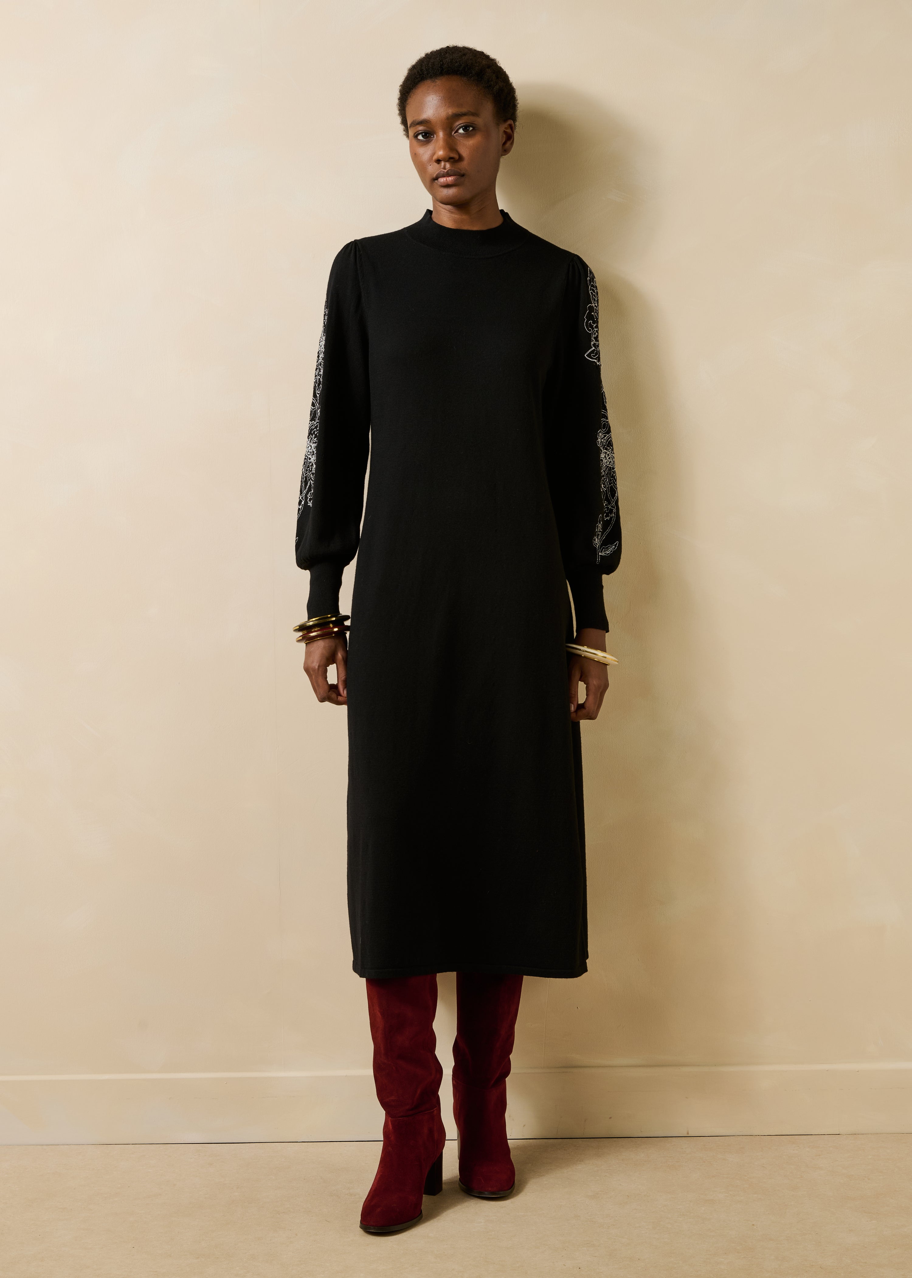 la-f-e-marabout-e-gebina-midikleid-schwarz-stickerei-strick image 2