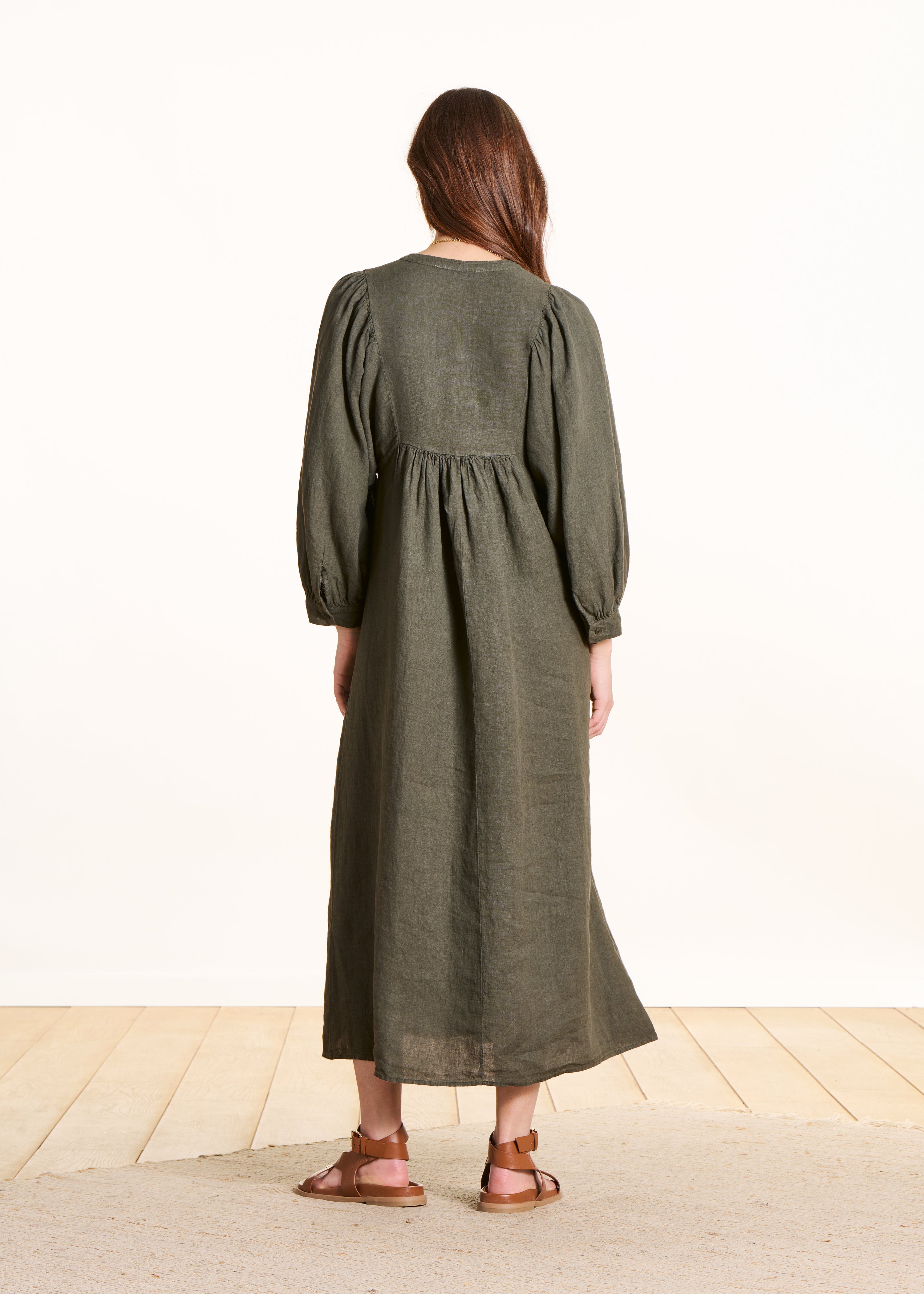 la-f-e-marabout-e-leinenkleid-lang-khaki-gr-34 image 2