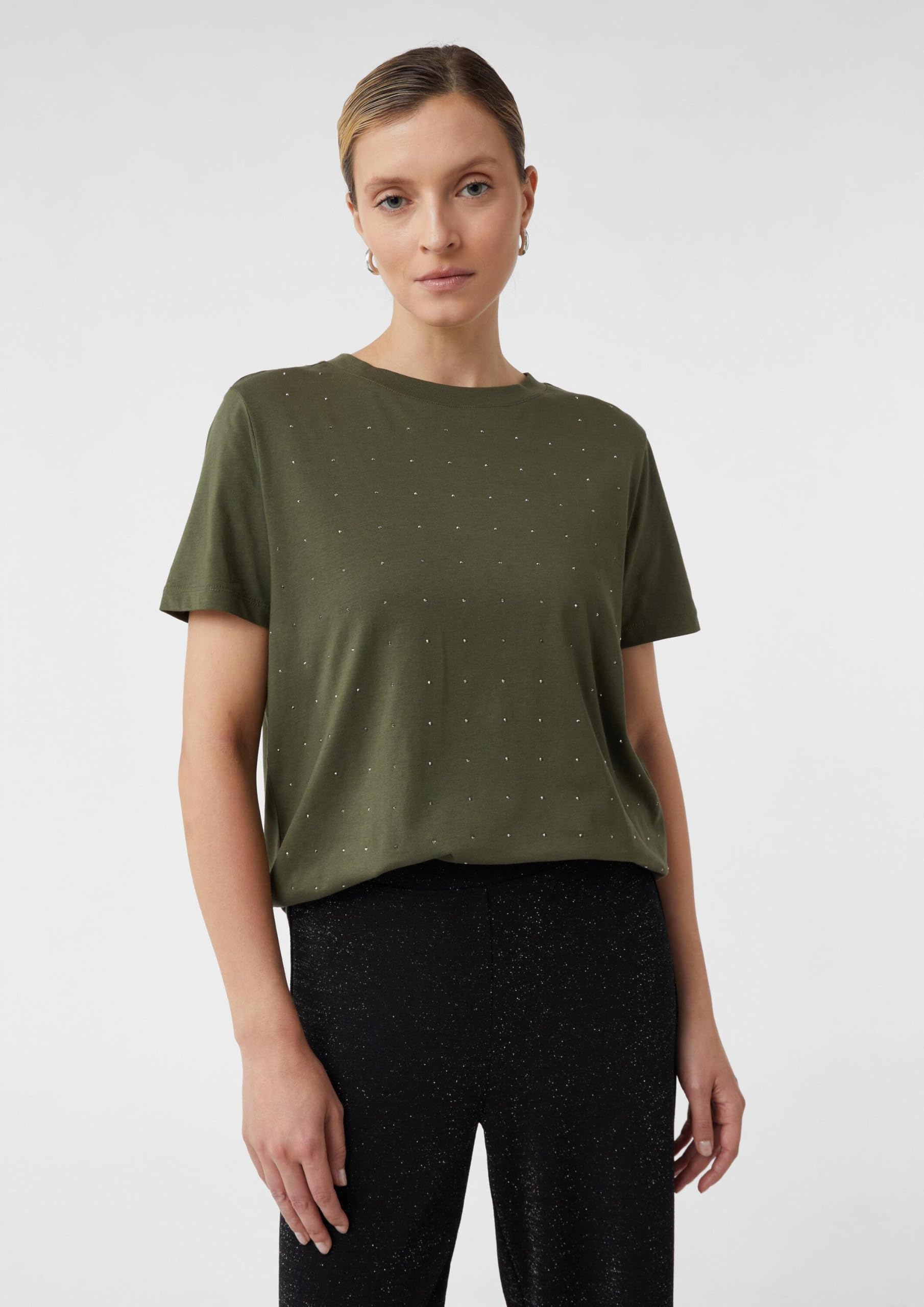 comma-damen-t-shirt-kurzarm-mit-schmucksteinen-schwarz-46 image 3