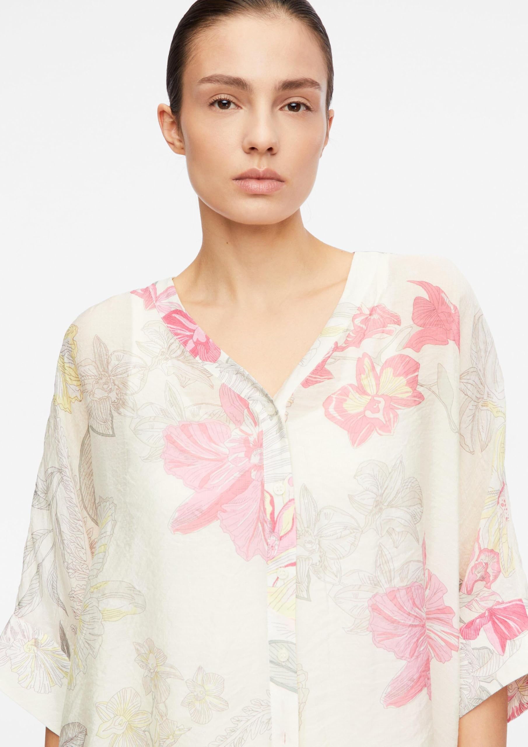 comma-poncho-bluse-chiffon-bluse-xl-beige-allover image 3