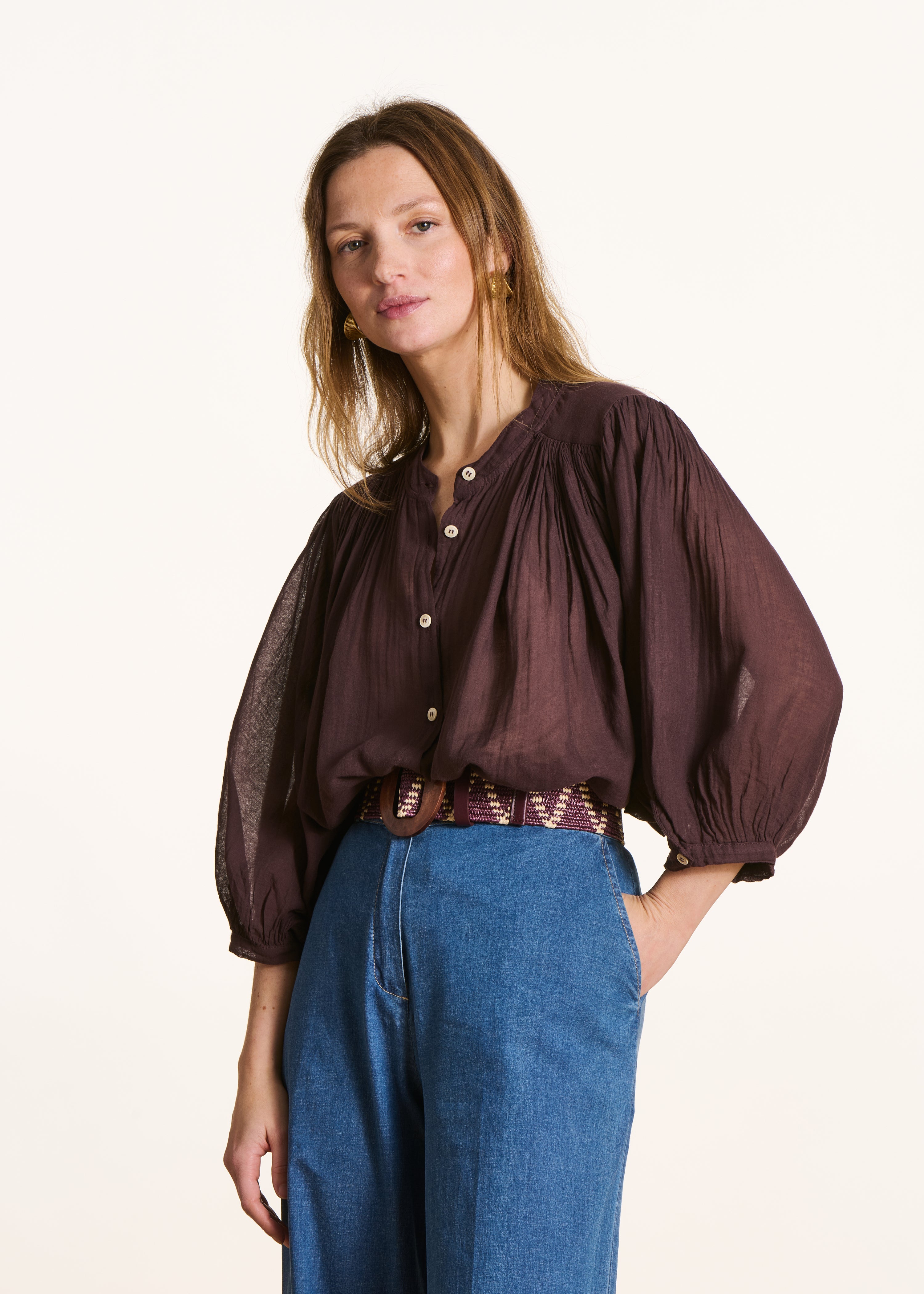 la-f-e-marabout-e-bluse-voile-baumwolle-braun-damen image 1