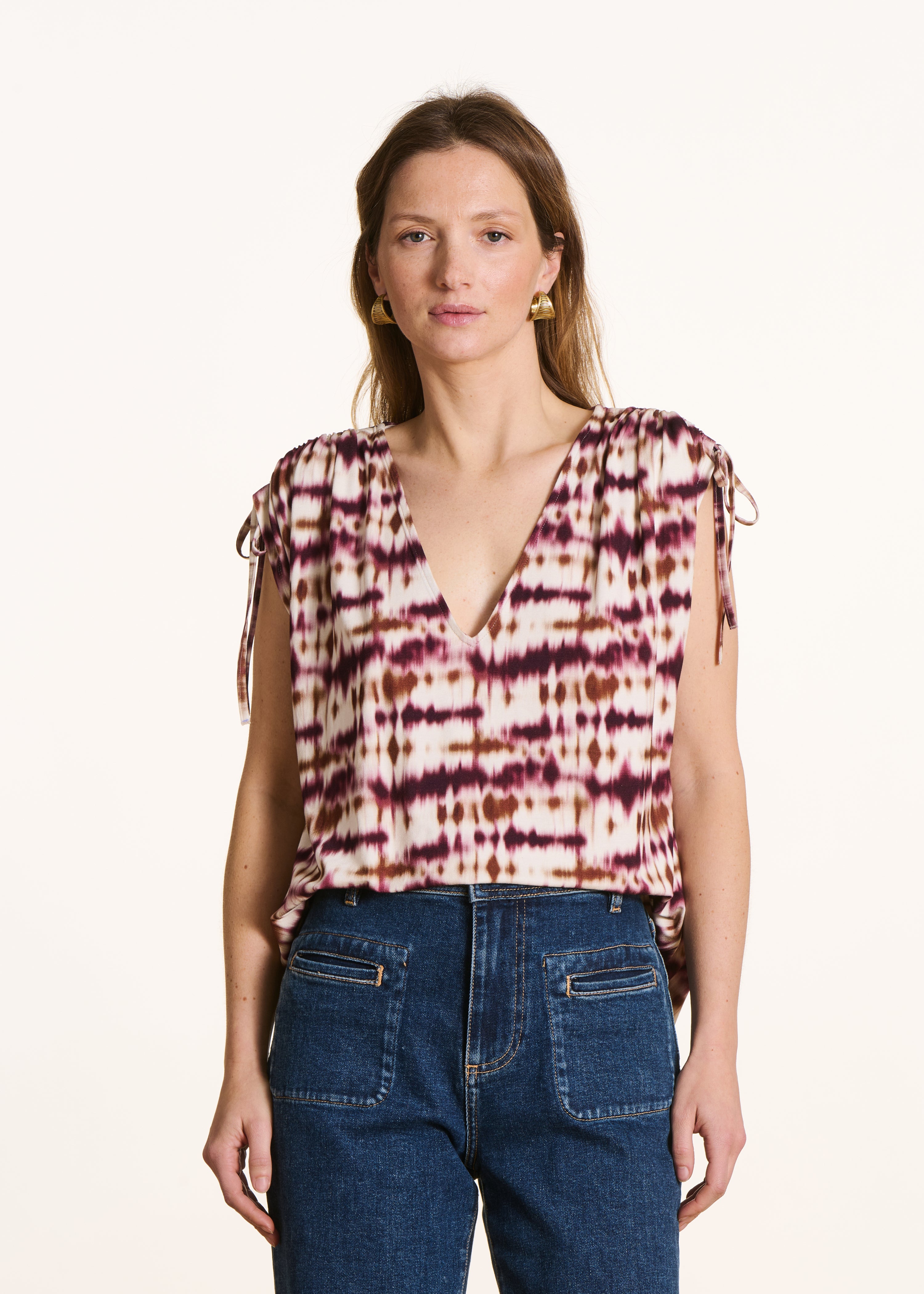 la-f-e-marabout-e-filou-t-shirt-tie-dye-bordeaux-ecru-viskose image 1