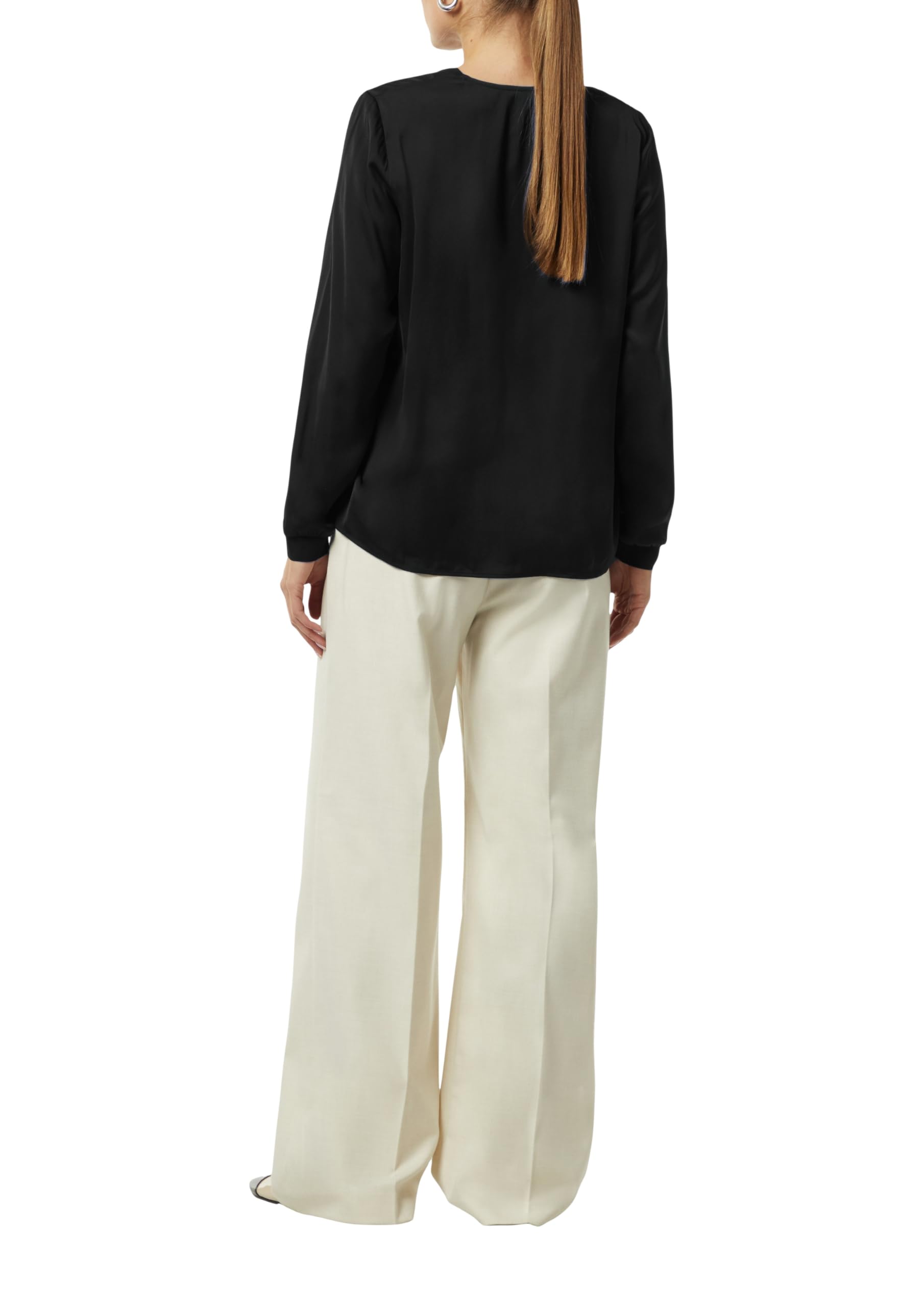 comma-satin-bluse-damen-schwarz-mit-rippb-ndchen image 2