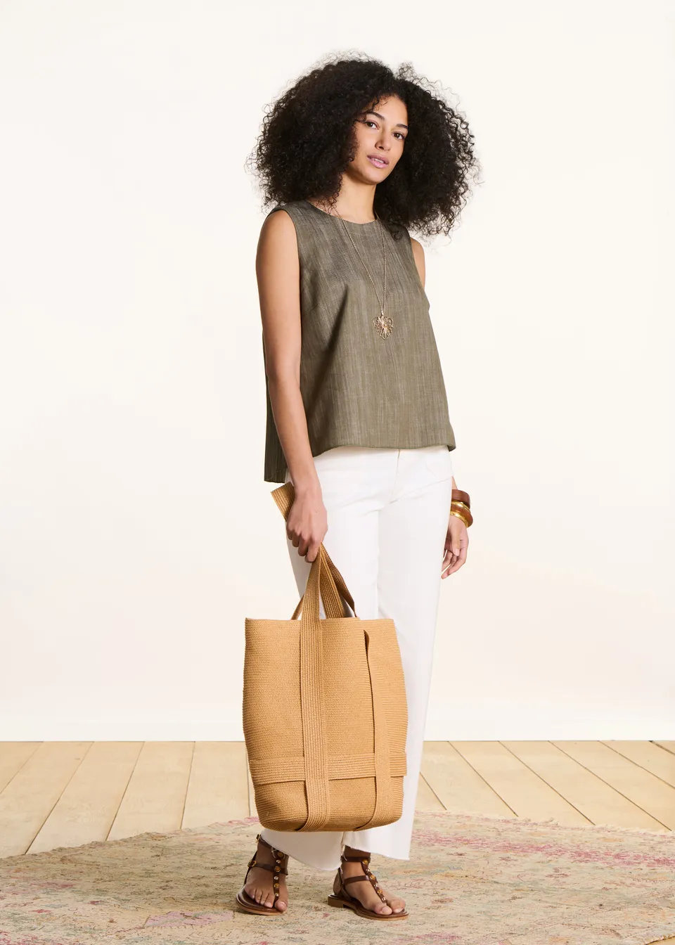 la-f-e-marabout-e-denzil-top-kaki-denim-damen image 1