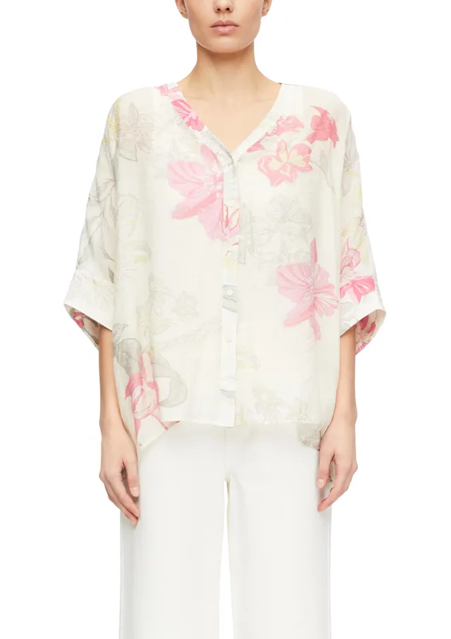 comma-poncho-bluse-chiffon-bluse-xl-beige-allover image 1