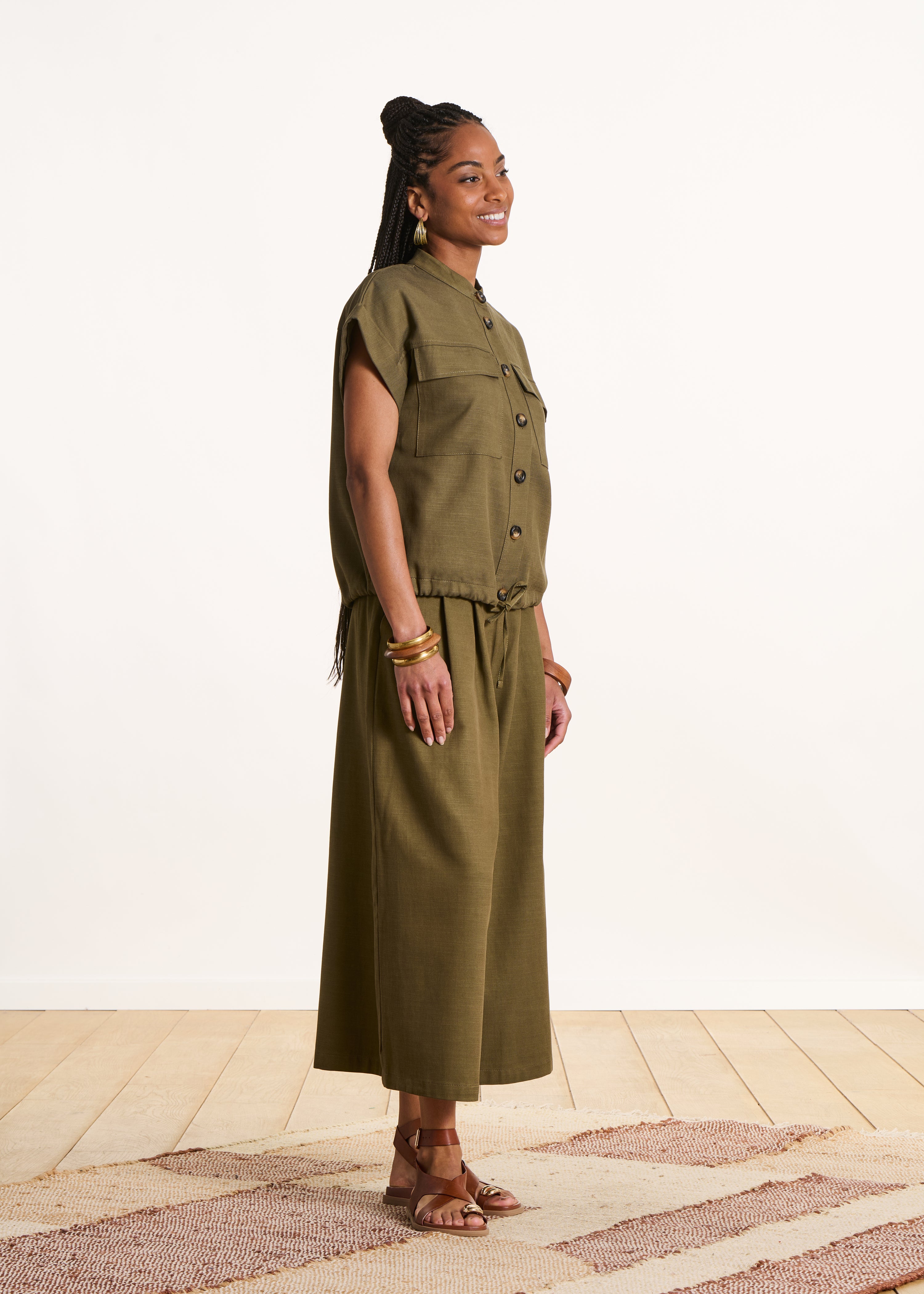 la-f-e-marabout-e-foro-bluse-khaki-kurzarm-lyocell image 2