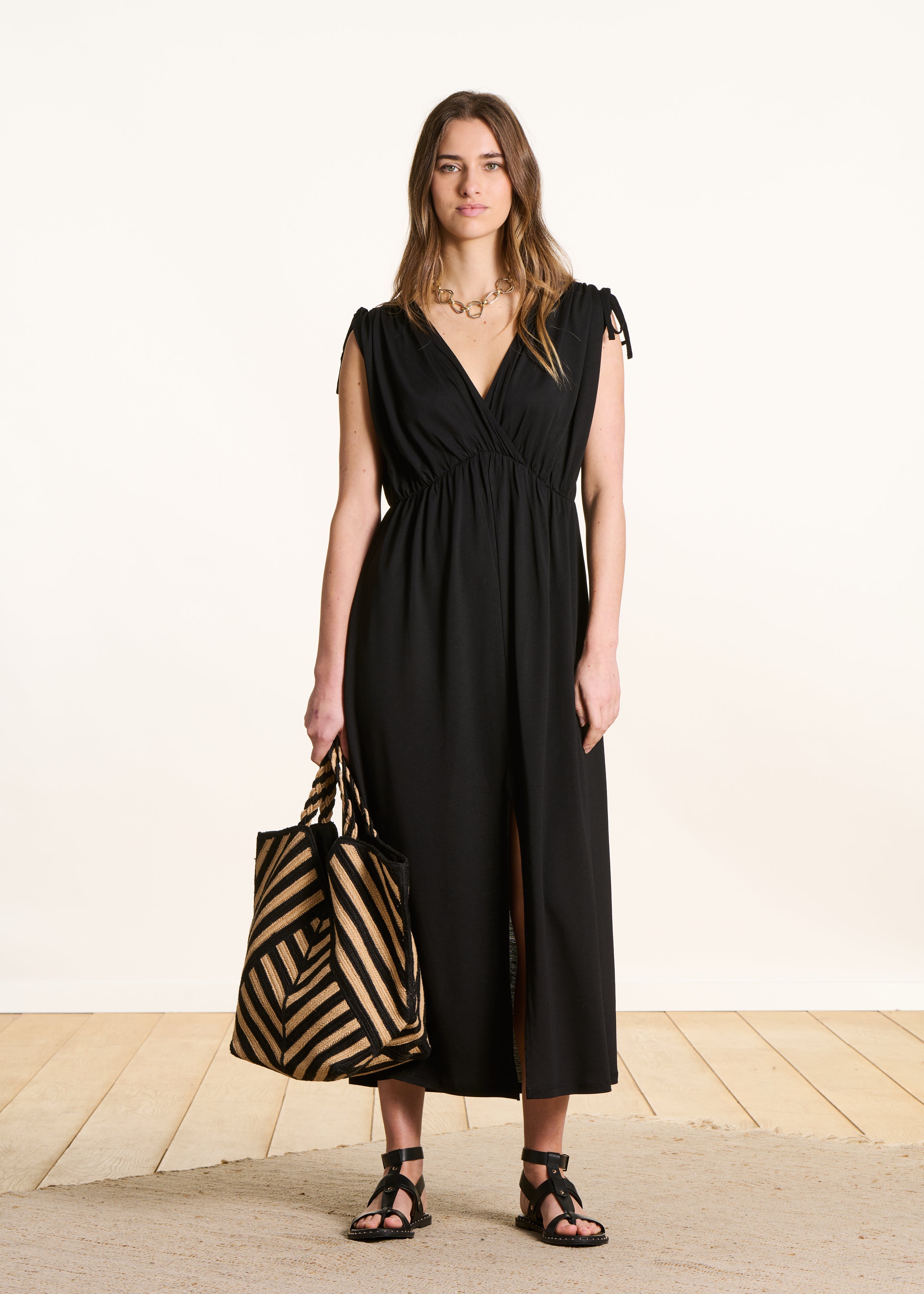 la-f-e-marabout-e-robes-kleid-schwarz-lang-lyocell-xs-xl image 3