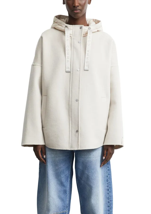 comma-outdoor-cape-wollmix-cape-bordeaux-puffer-kapuze image 1