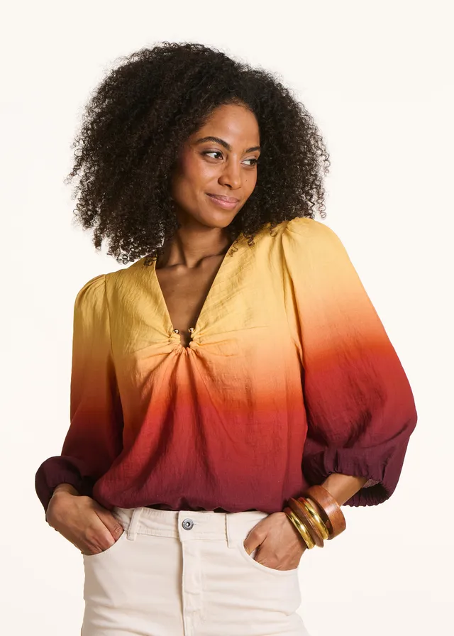 la-f-e-marabout-e-top-gelb-tie-dye-v-ausschnitt-lyocell image 1