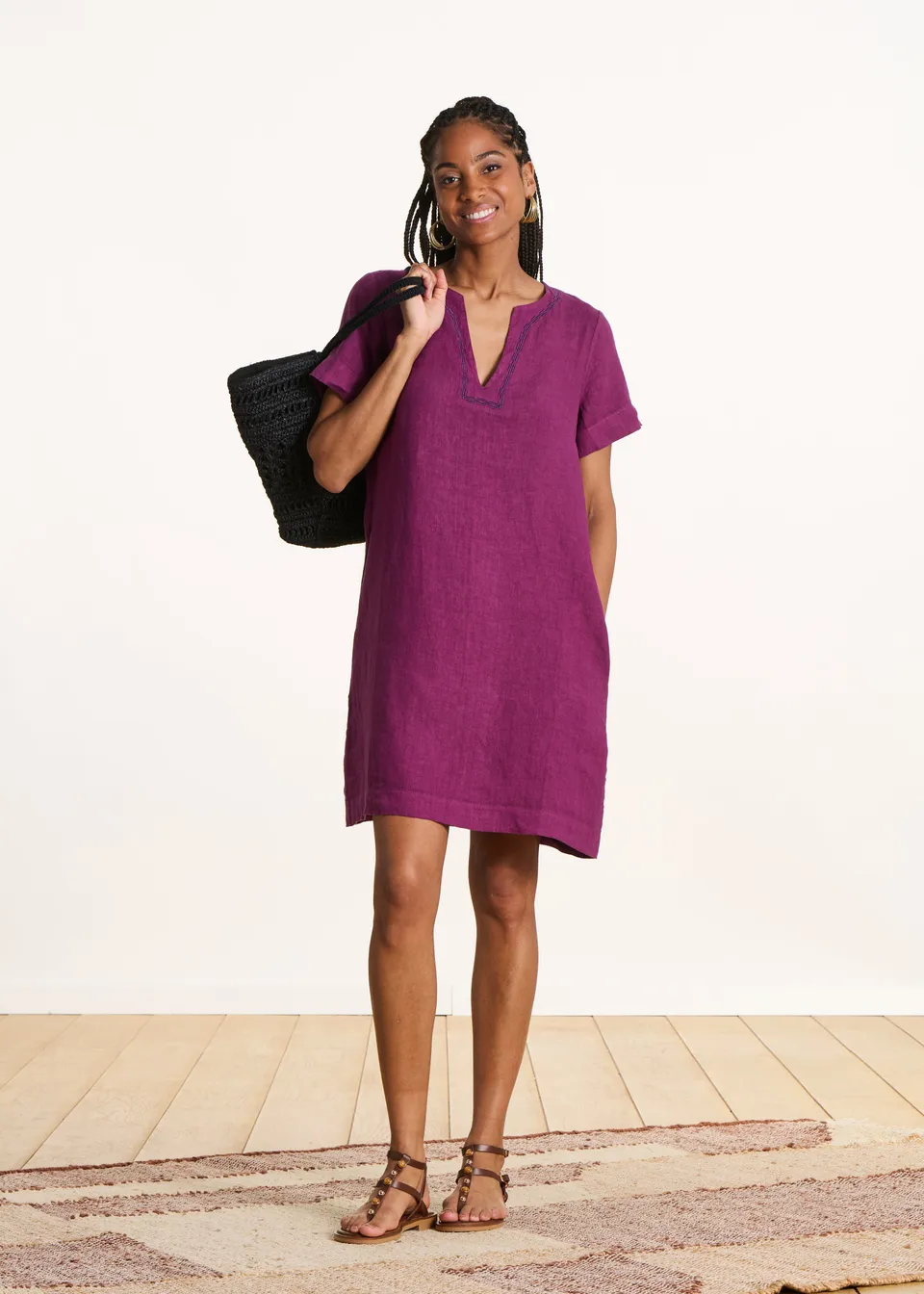 la-f-e-marabout-e-pompei-kleid-figue-lin-kurz-leinen image 1