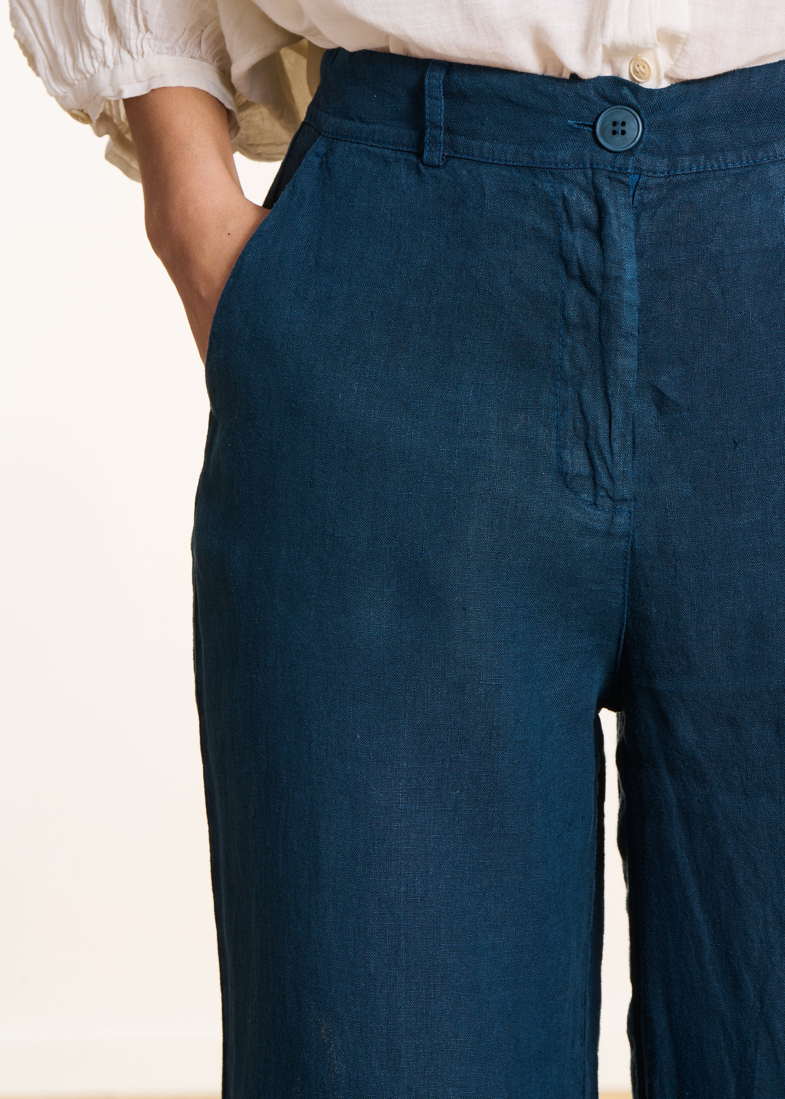 la-f-e-marabout-e-leinenhose-petrol-weit-hohe-taille image 5