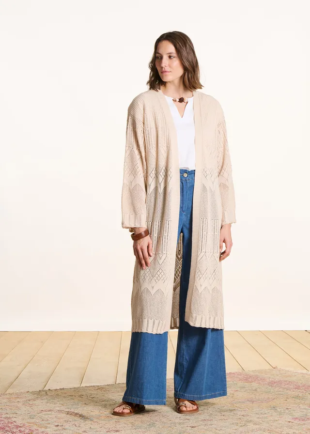 la-f-e-marabout-e-florna-cardigan-beige-lochstrick-lang image 1