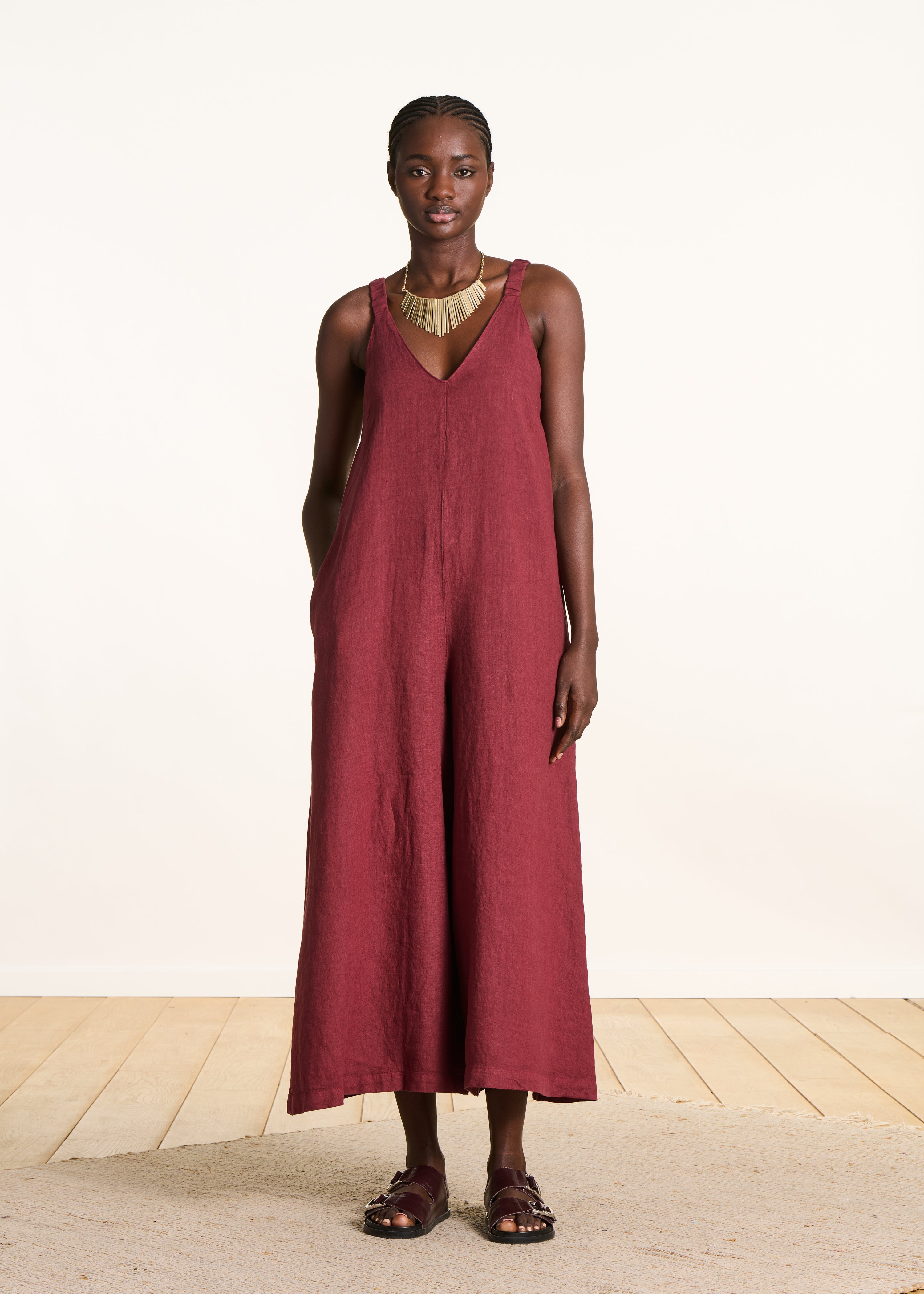 la-f-e-marabout-e-overall-leinen-bordeaux-gr-34-46 image 1