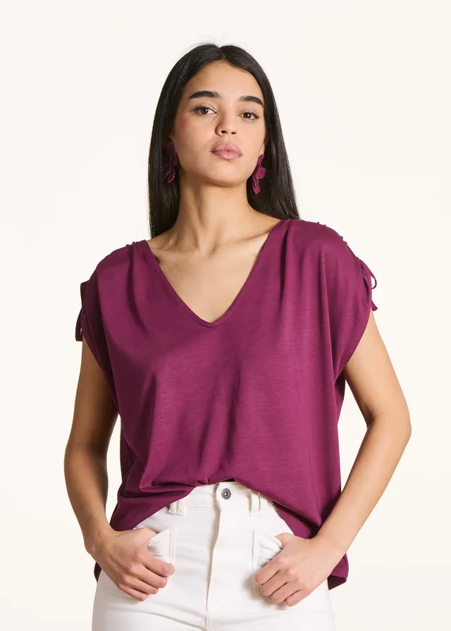 la-f-e-marabout-e-filou-t-shirt-v-ausschnitt-violett-damen image 1