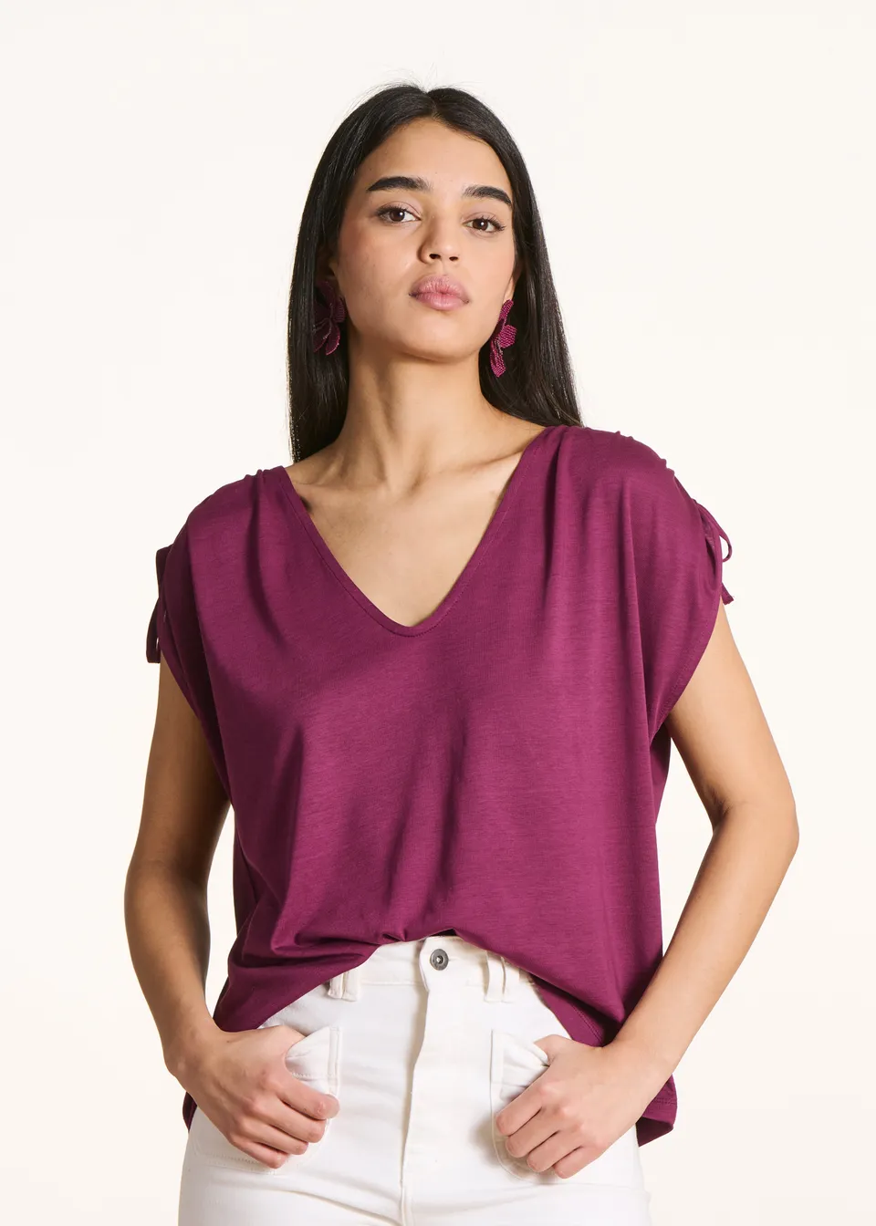 la-f-e-marabout-e-filou-t-shirt-v-ausschnitt-violett-damen image 1