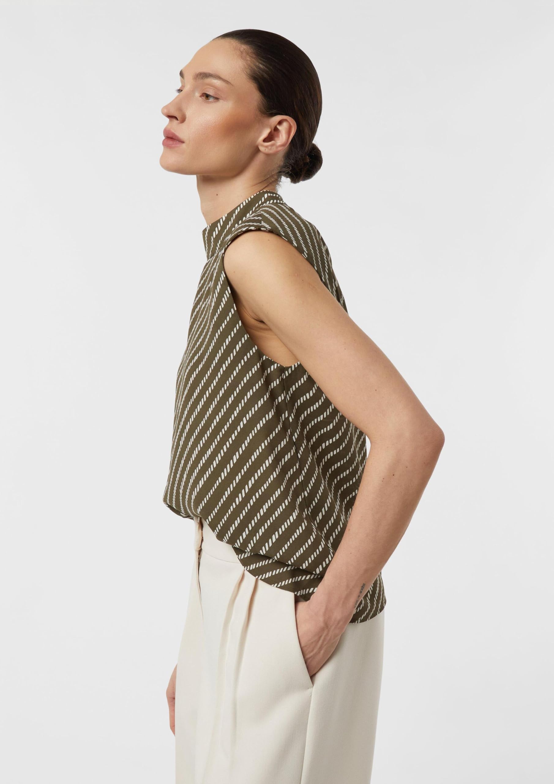 comma-chiffon-bluse-34-gemustert-stehkragen-rmellos image 6