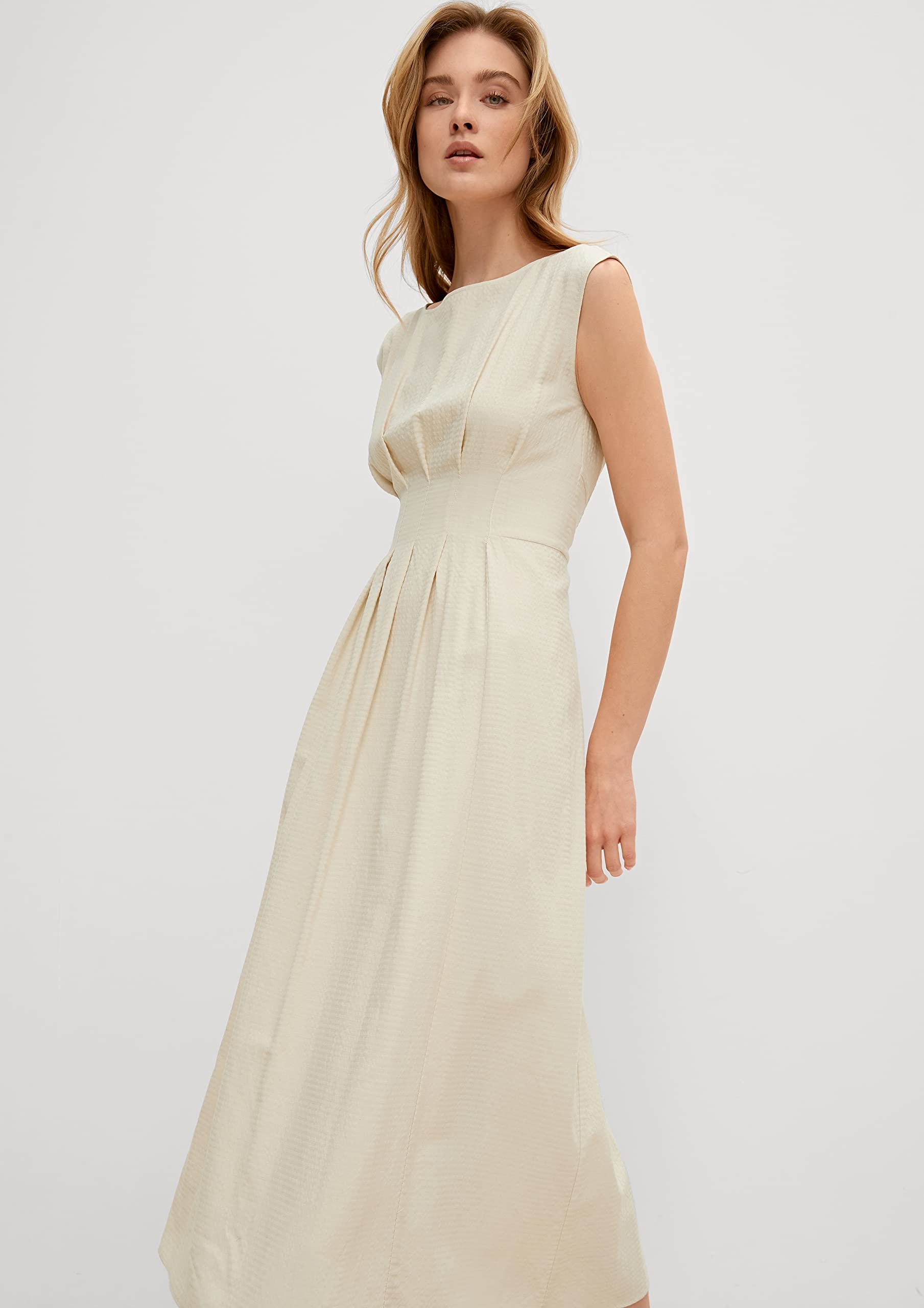 comma-kurz-kleid-beige-gr-e-40-mit-raffdetail image 5