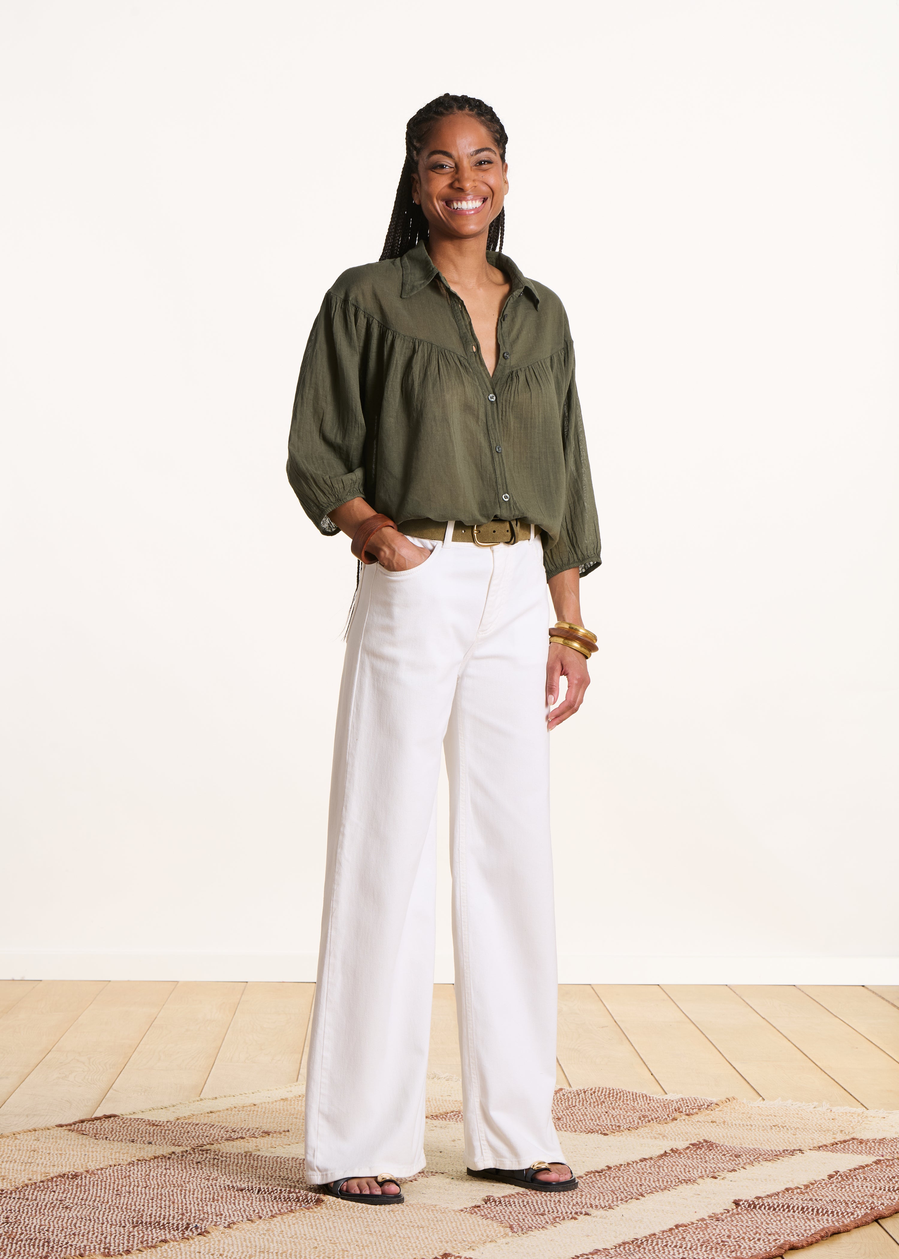 la-f-e-marabout-e-figua-bluse-damen-kaki-40-baumwolle image 2