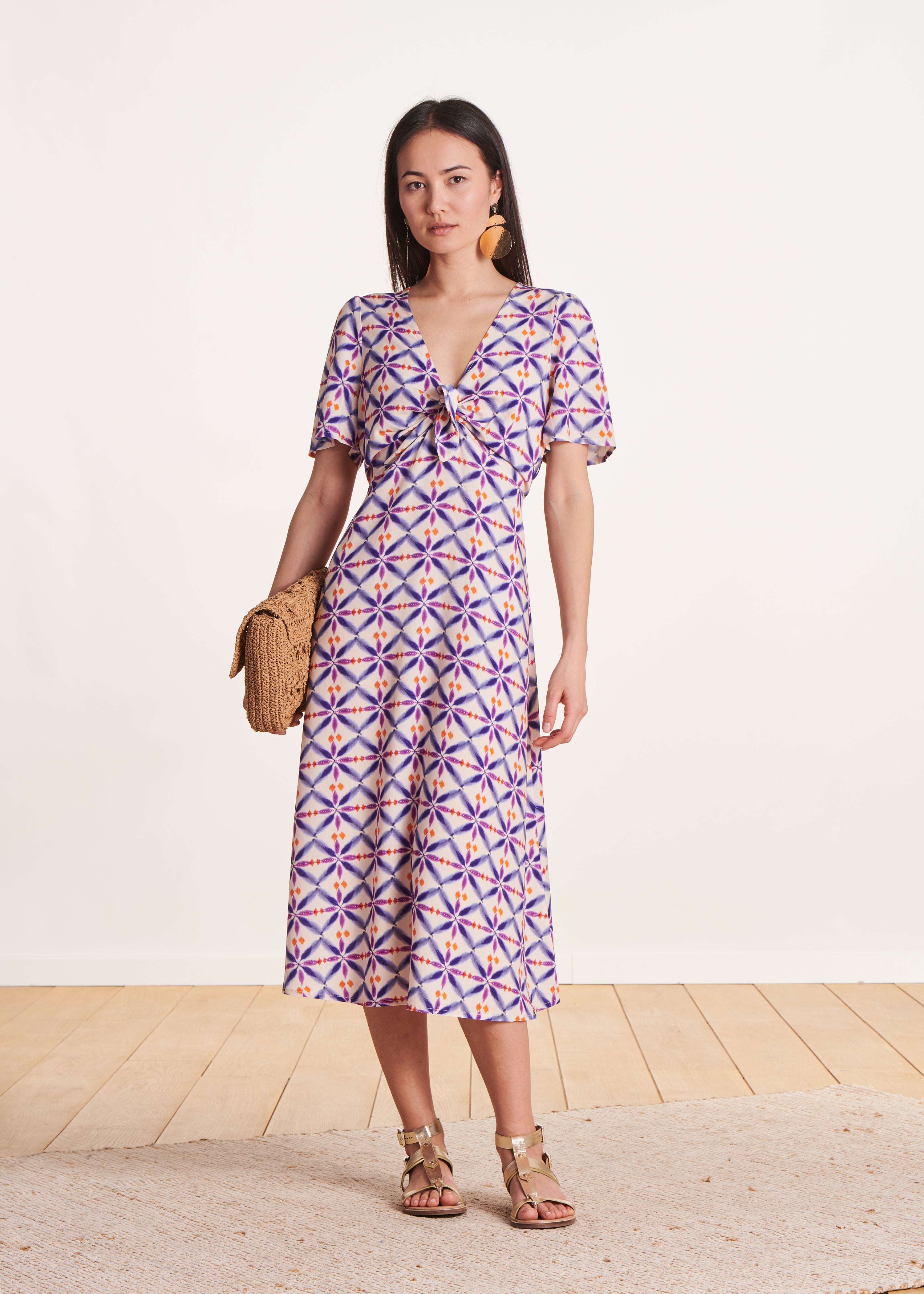 la-f-e-marabout-e-volley-midikleid-lila-print-kurzarm image 1