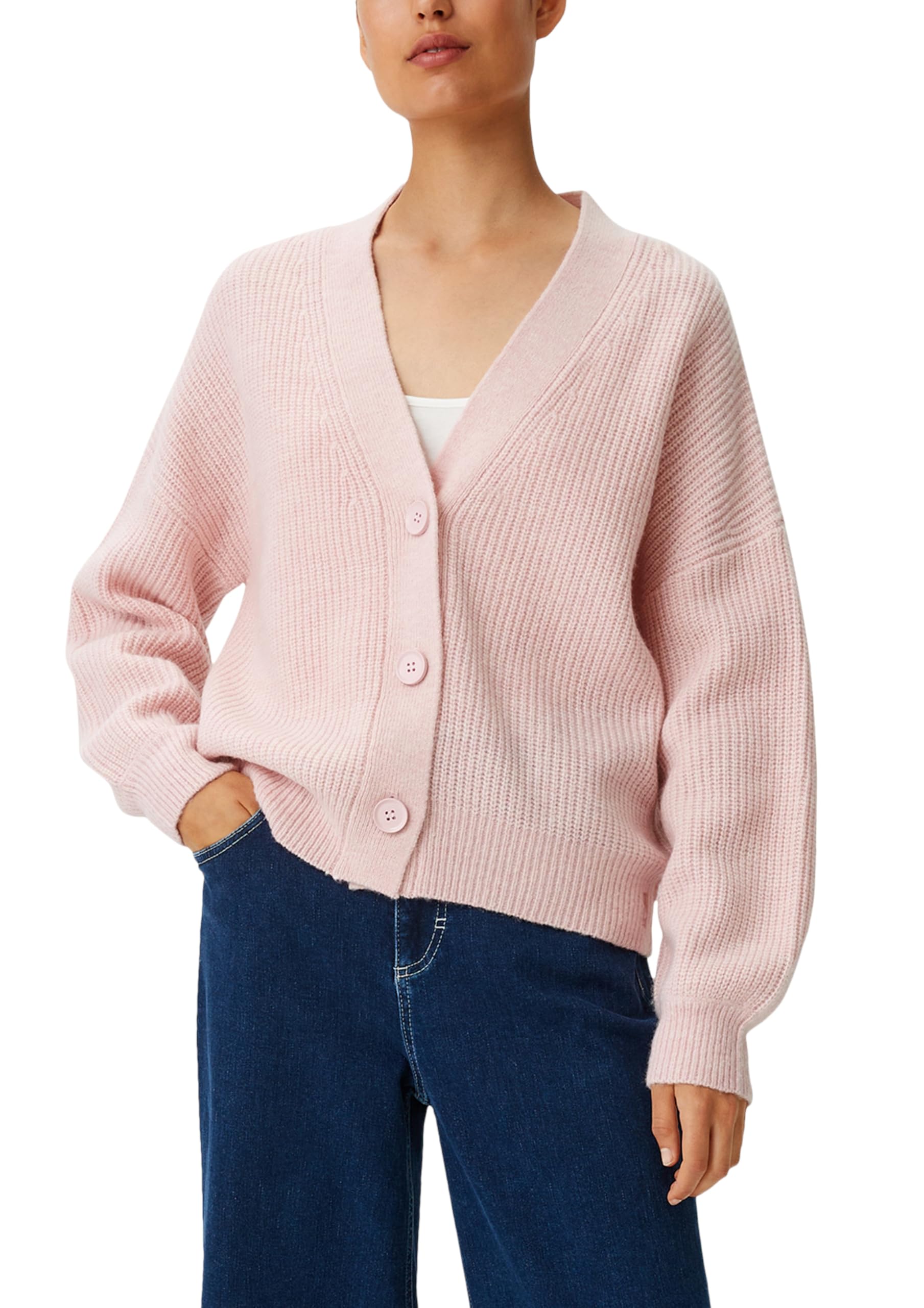 comma-strickjacke-wollmix-damen-pink-mit-logo-stickerei image 7