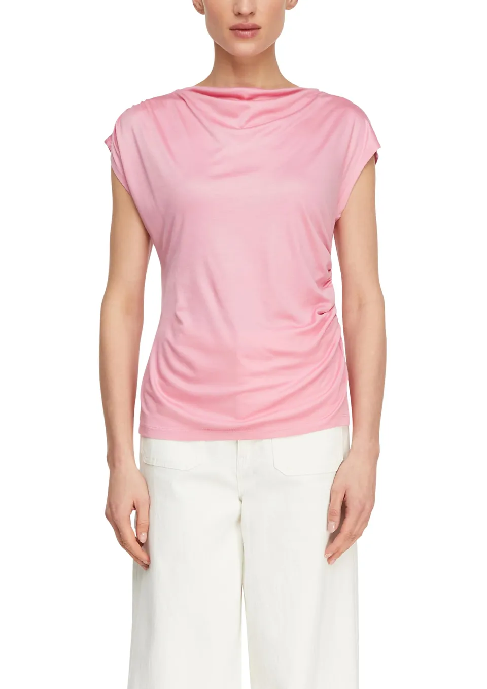 comma-tops-t-shirt-tailliert-gr-e-36-jersey-rosa-falte image 1