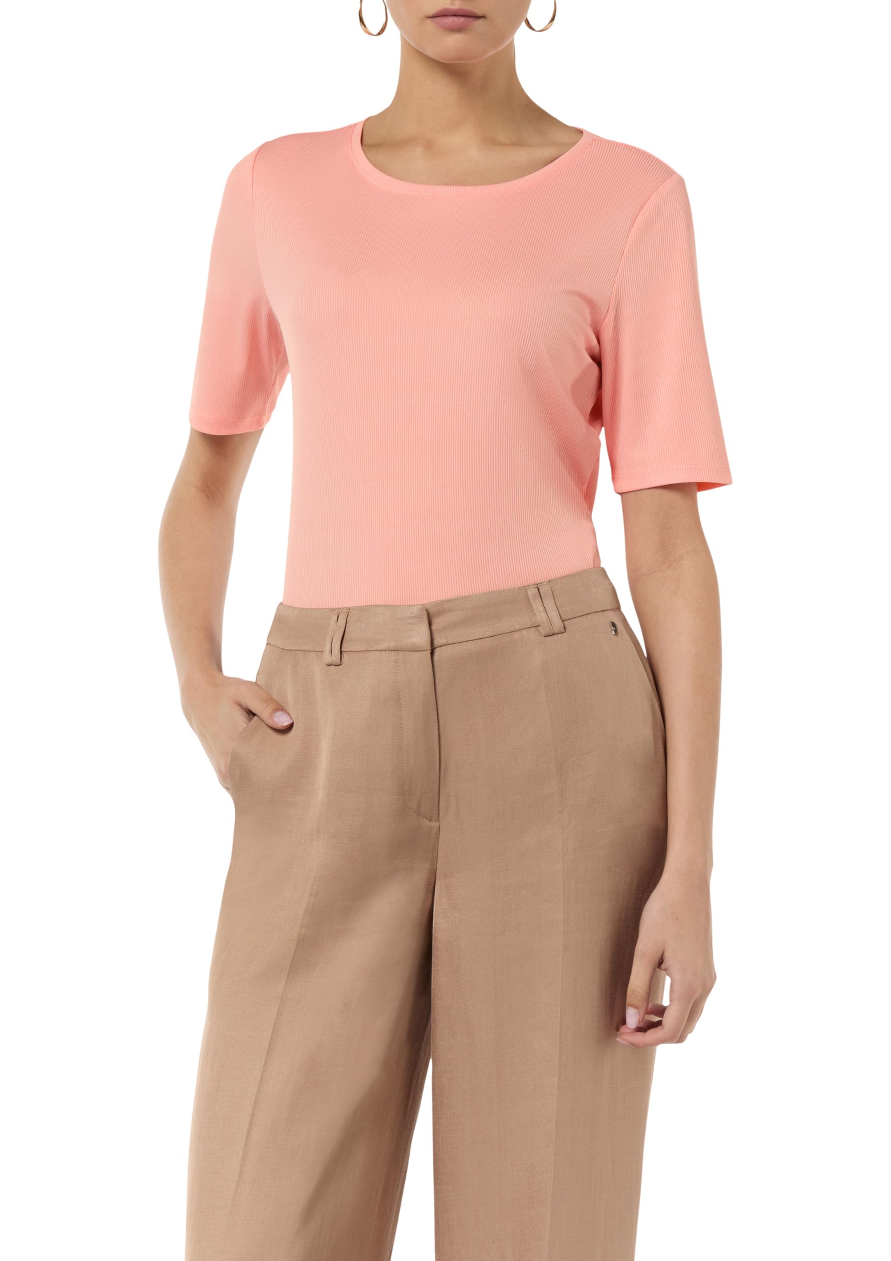 comma-geripptes-t-shirt-rundhals-top-pink-4468-pink image 7