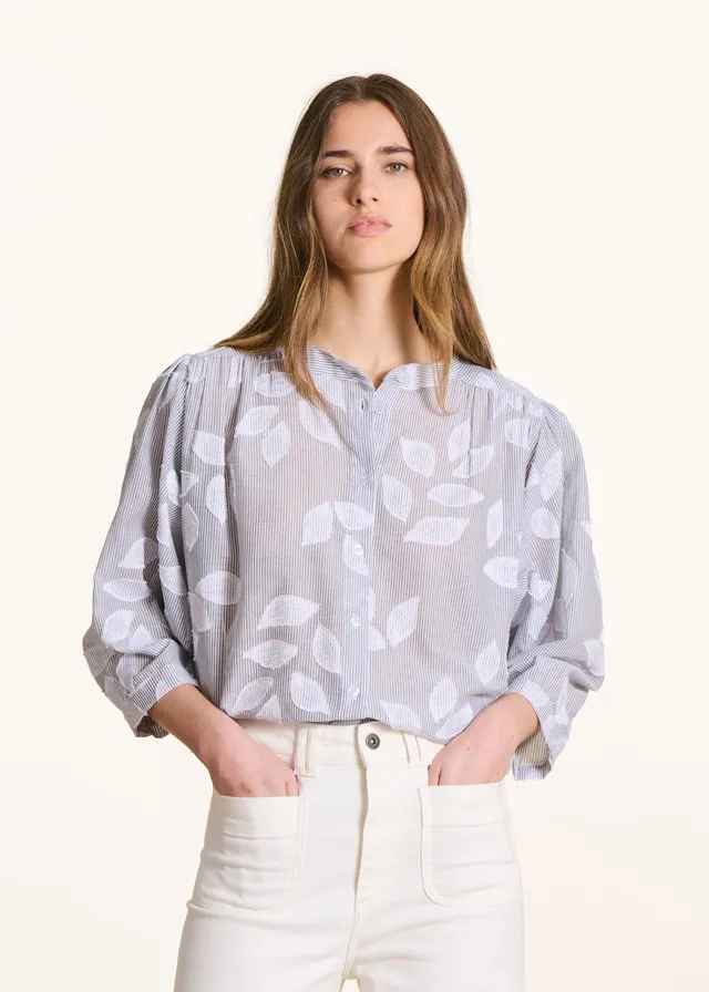 la-f-e-marabout-e-douwina-bluse-schwarz-baumwolle-floral image 1