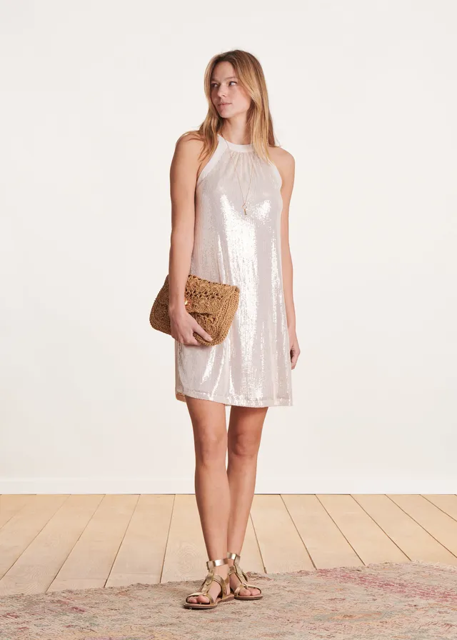 la-f-e-marabout-e-djamila-paillettenkleid-beige-kurz-weit image 1