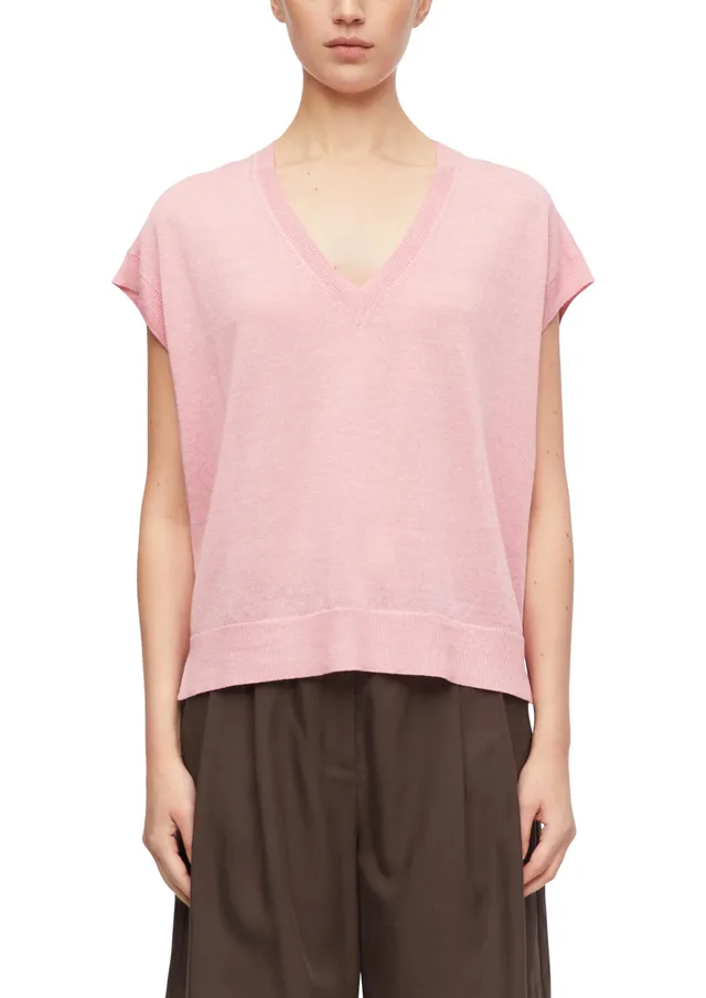 comma-knitwear-strickpullover-feinstrick-l-rosa-v-ausschnitt image 1