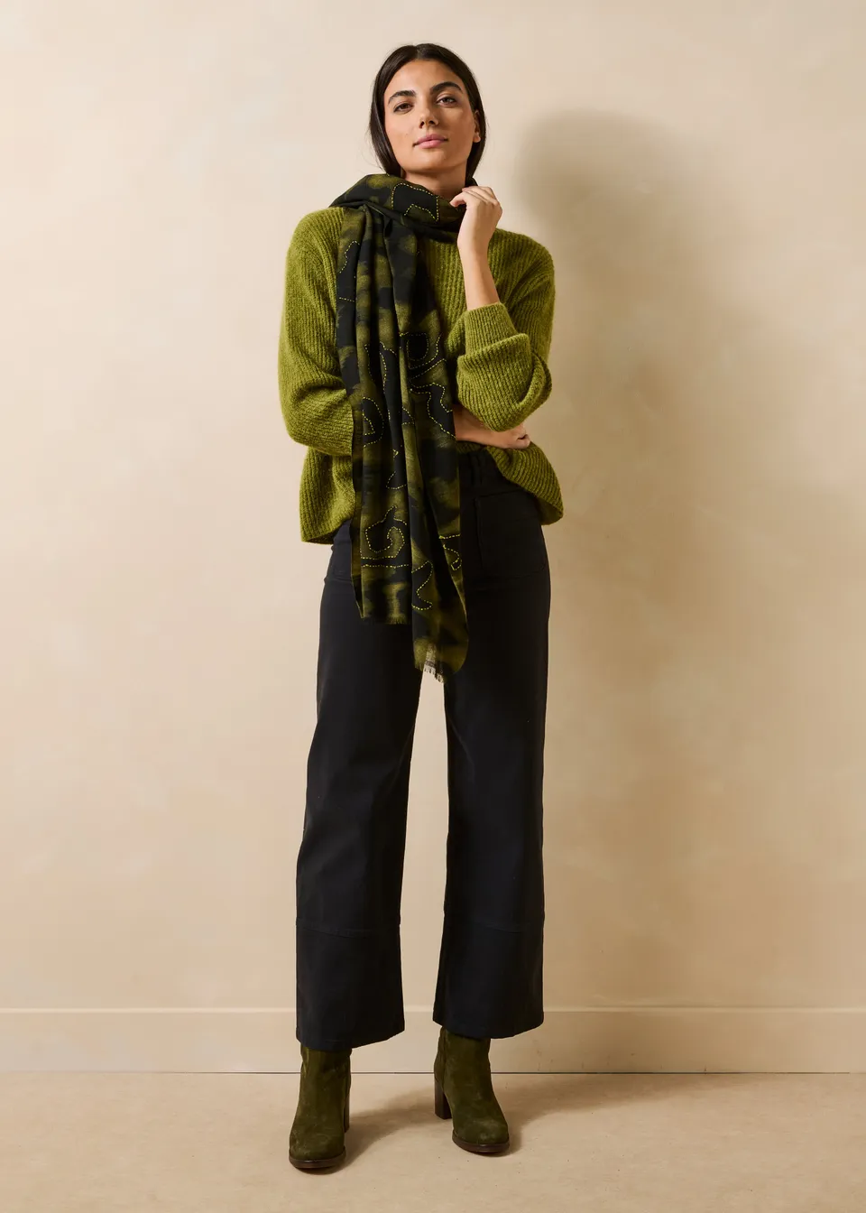la-f-e-marabout-e-accessoires-grosela-schal-khaki-tu image 1