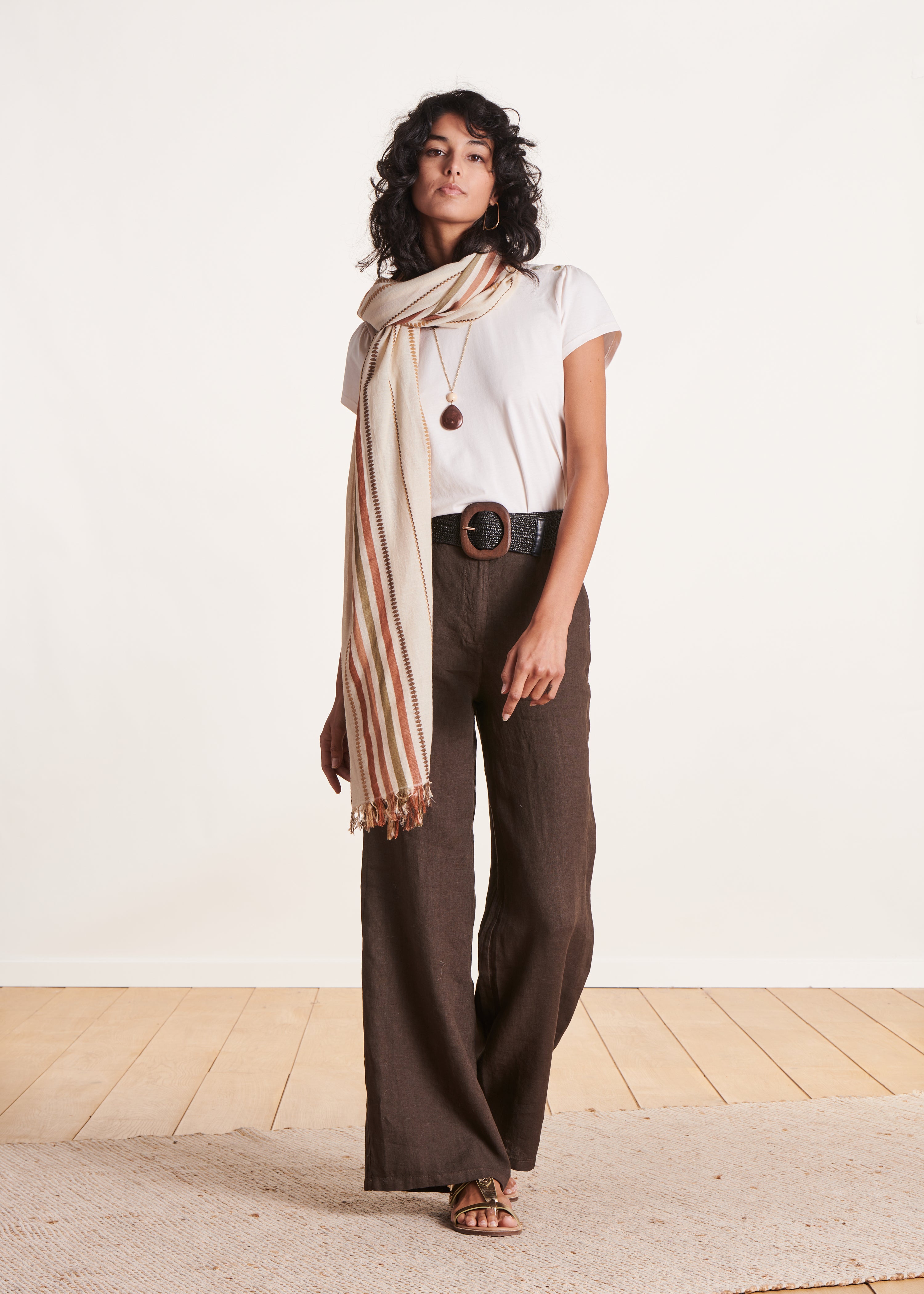 la-f-e-marabout-e-foulard-baumwollschal-beige-tu-feinstreifen image 3