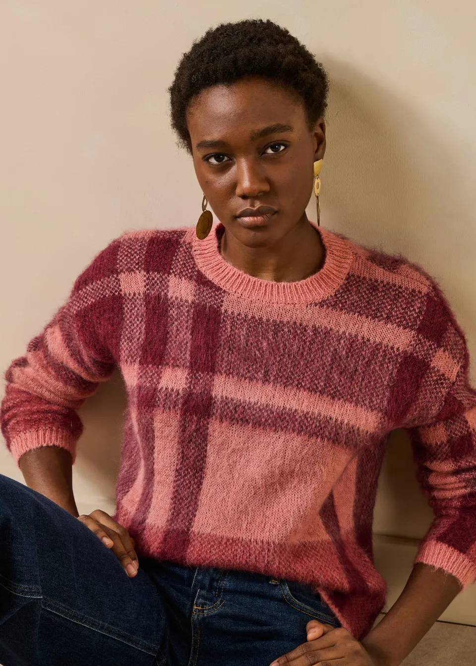 la-f-e-marabout-e-gringo-pullover-rosa-karo-jacquard-gr-m image 1