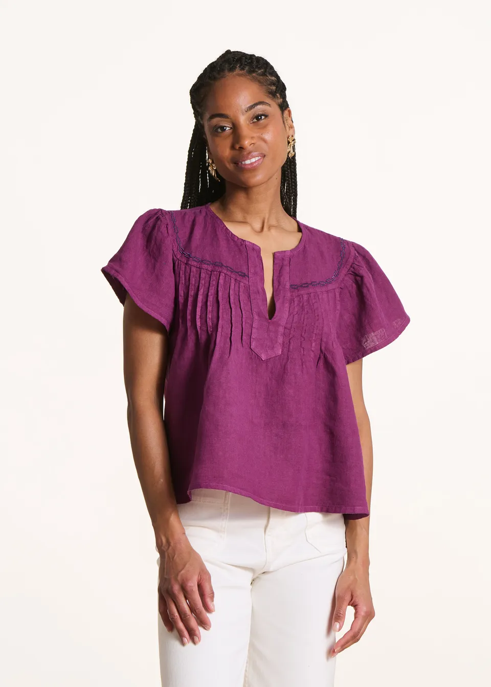 la-f-e-marabout-e-florax-top-lila-leinen-kurzarm image 1