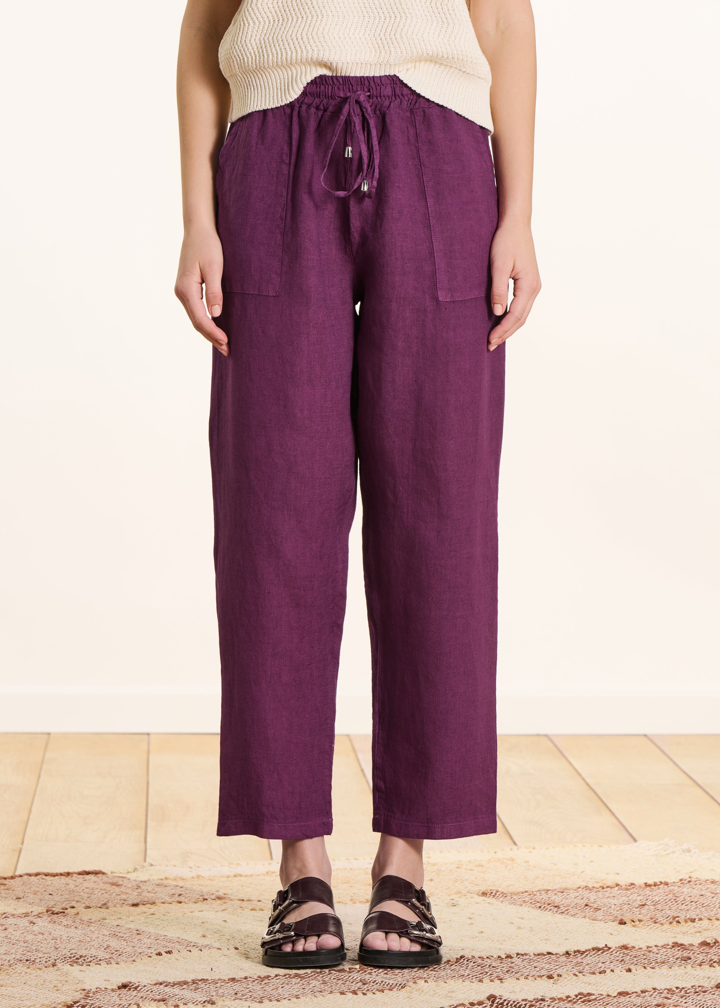 la-f-e-marabout-e-pantalons-leinenhose-7-8-lila-lin-feige-elastisch image 2