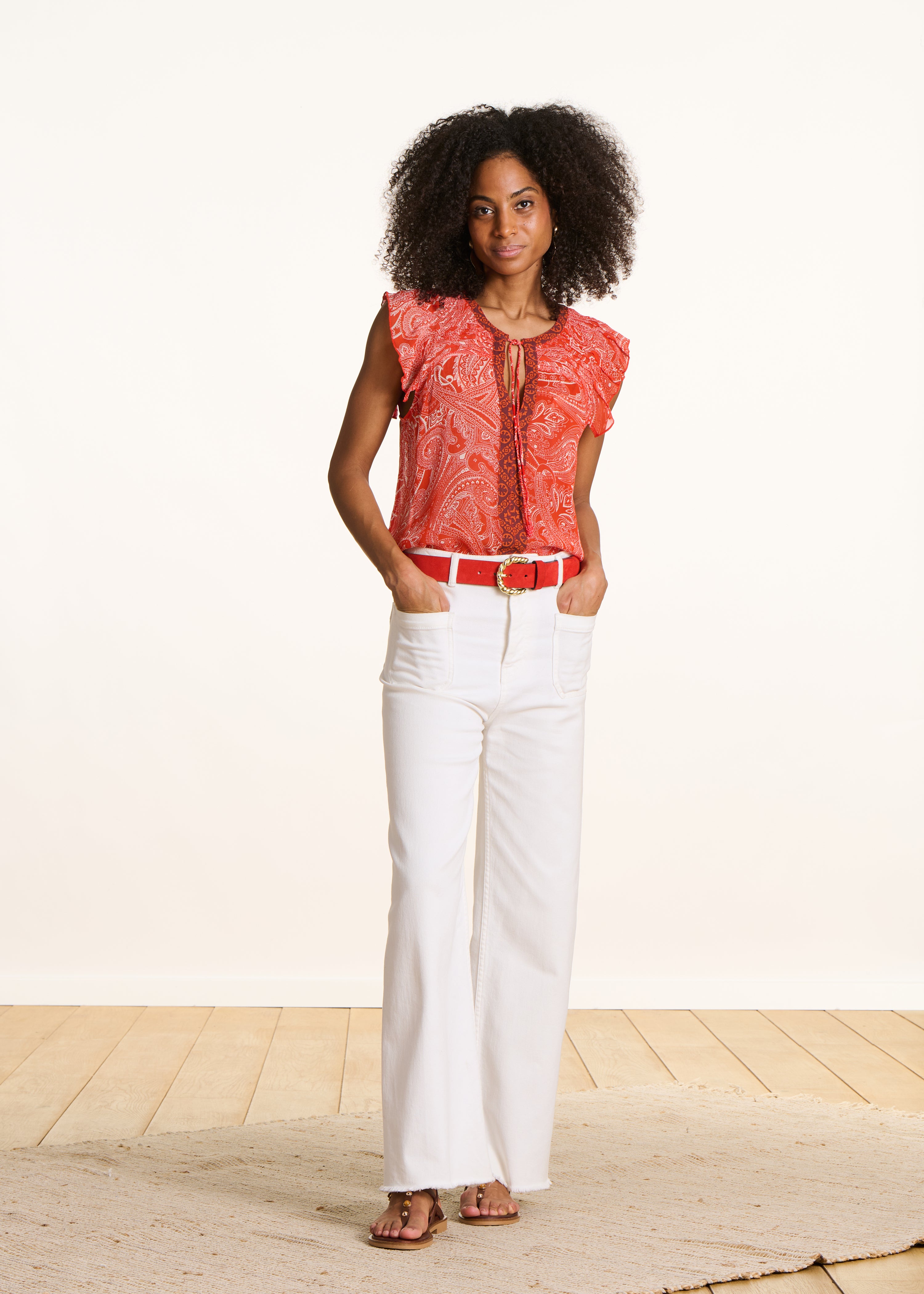 la-f-e-marabout-e-tops-top-orange-paisley-viskose image 2