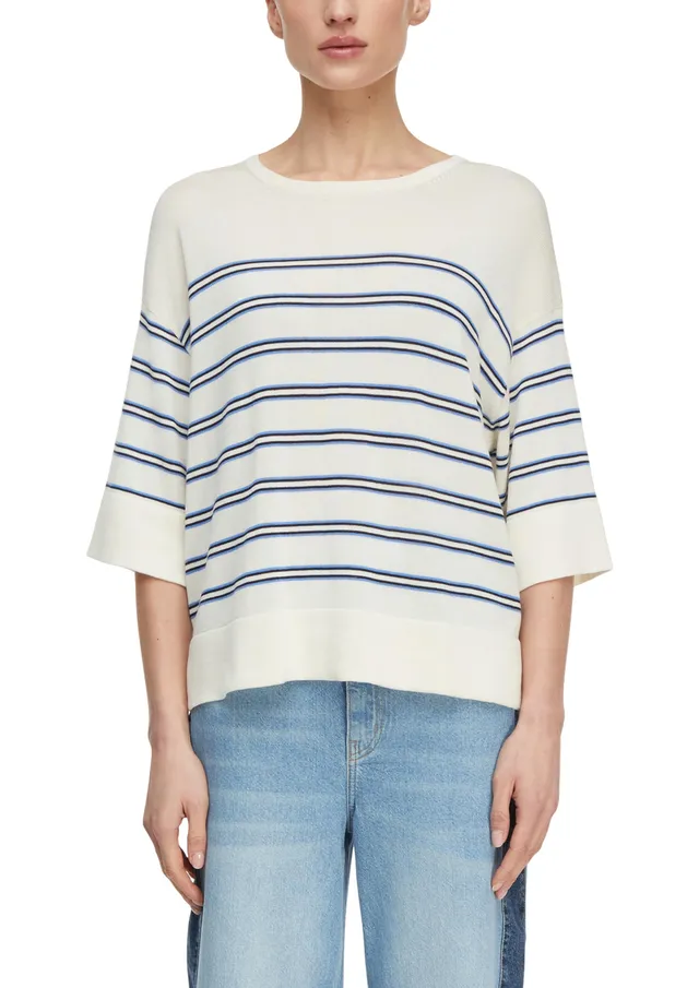 comma-strickpullover-gestreift-kurzarm-gr-l-relaxed-fit image 1
