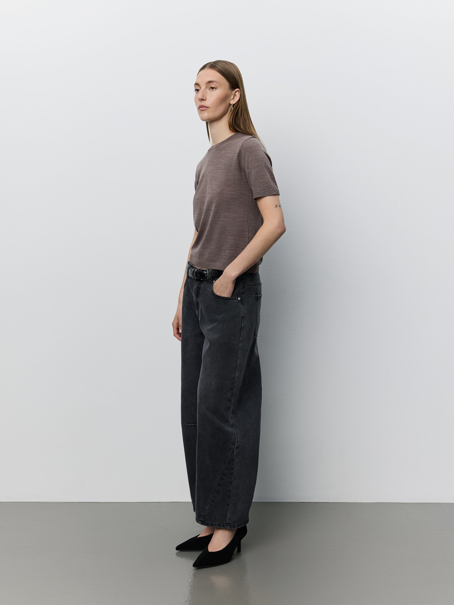 sofie-schnoor-women-sorellasw-strickbluse-merino-brown-melange-kurzarm image 3
