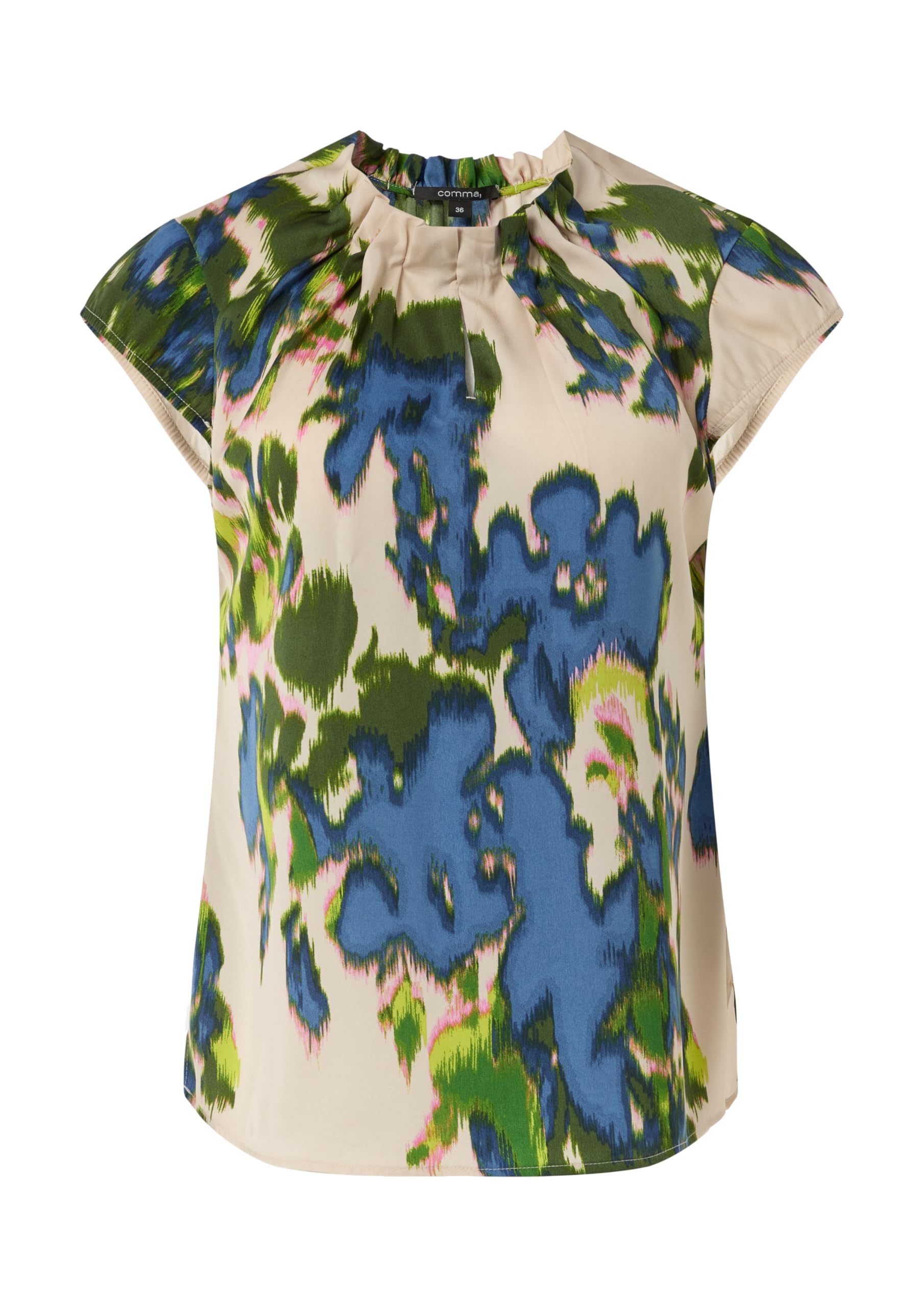 comma-satinbluse-all-over-print-raffung-kurzarm image 3