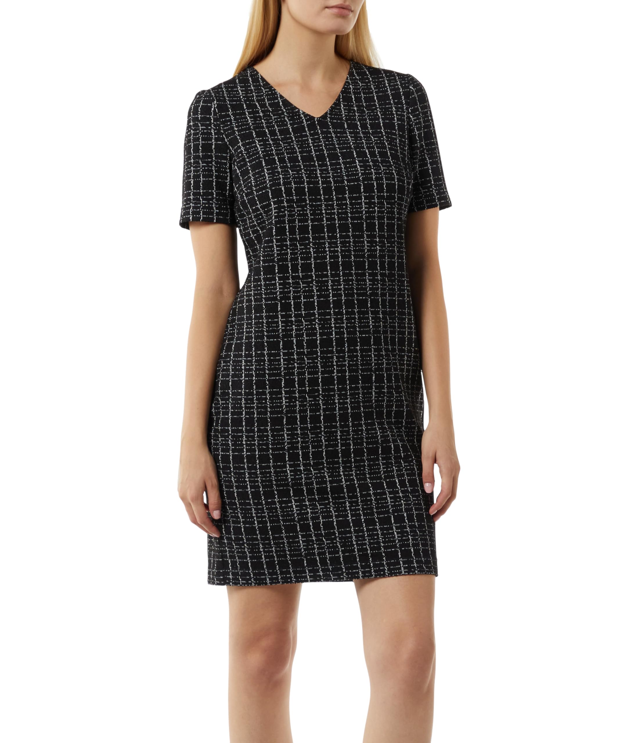 comma-boucl-kleid-karo-gr-42-elastisch-kurz image 1