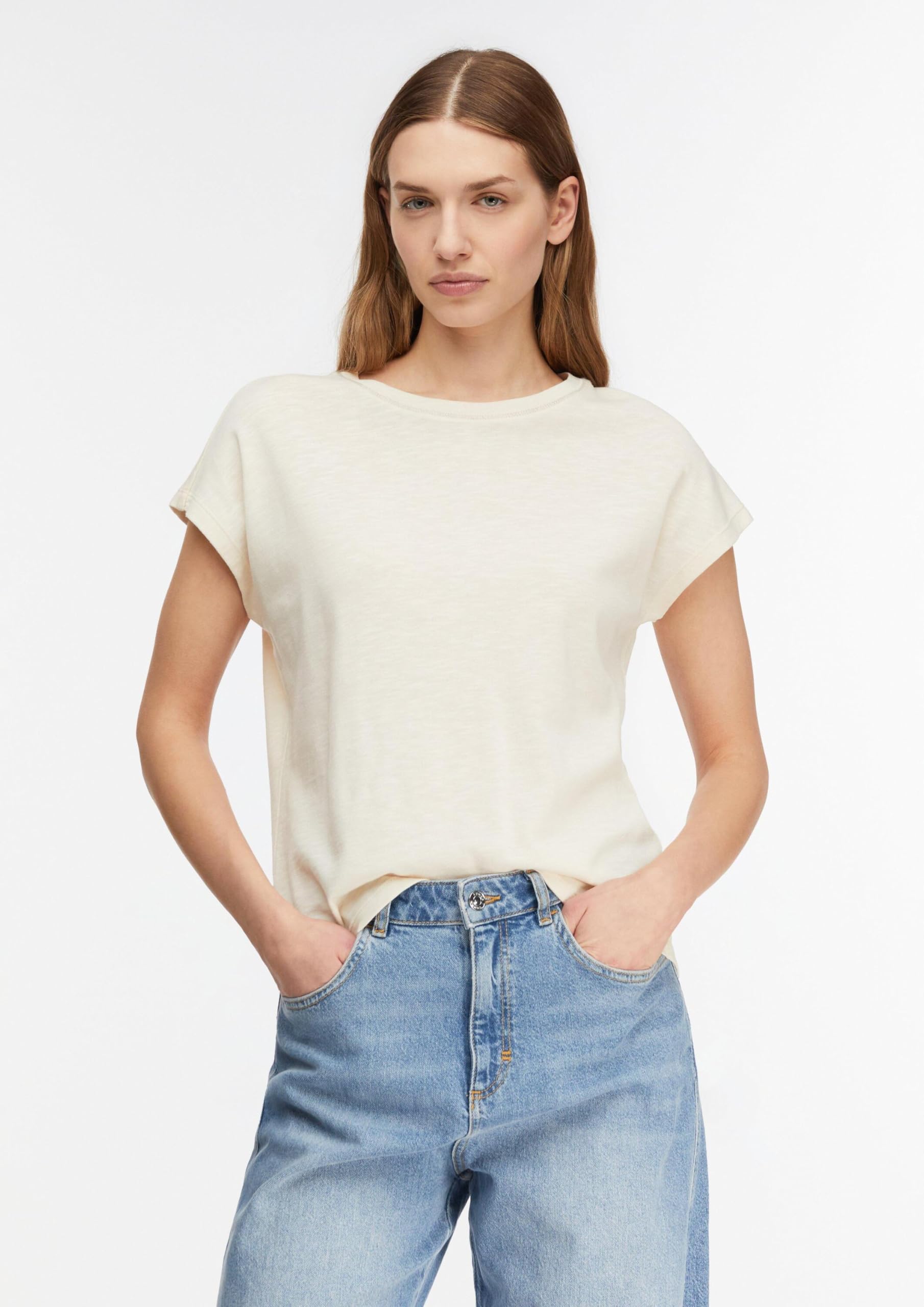 comma-t-shirt-regular-fit-rundhals-kurzarm-dunkelbraun image 6