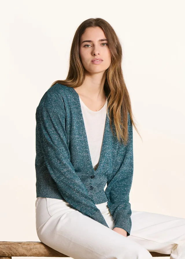 la-f-e-marabout-e-pulls-gilets-cardigan-petrol-v-ausschnitt image 1