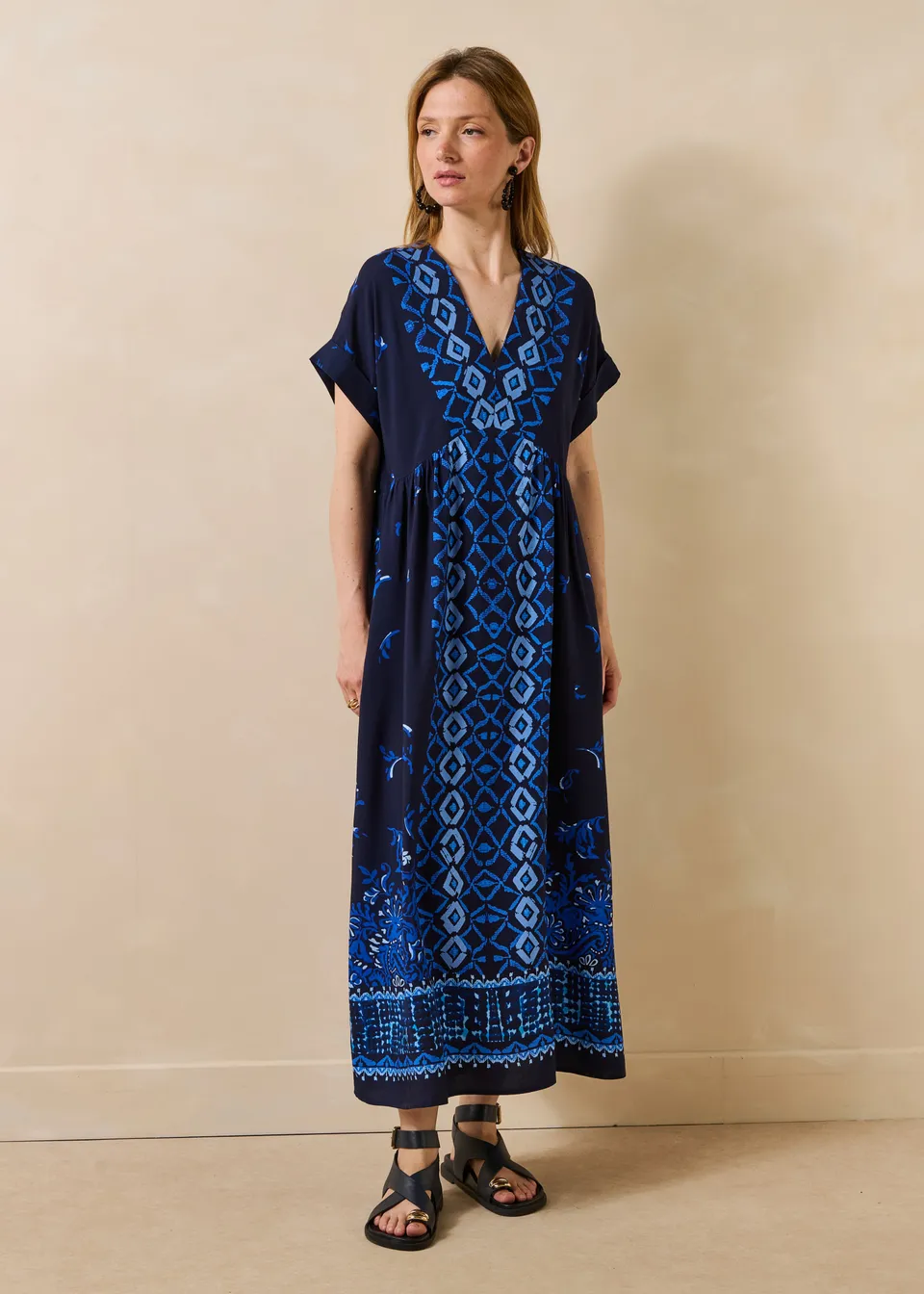 la-f-e-marabout-e-darling-kleid-blau-lang-v-ausschnitt image 1