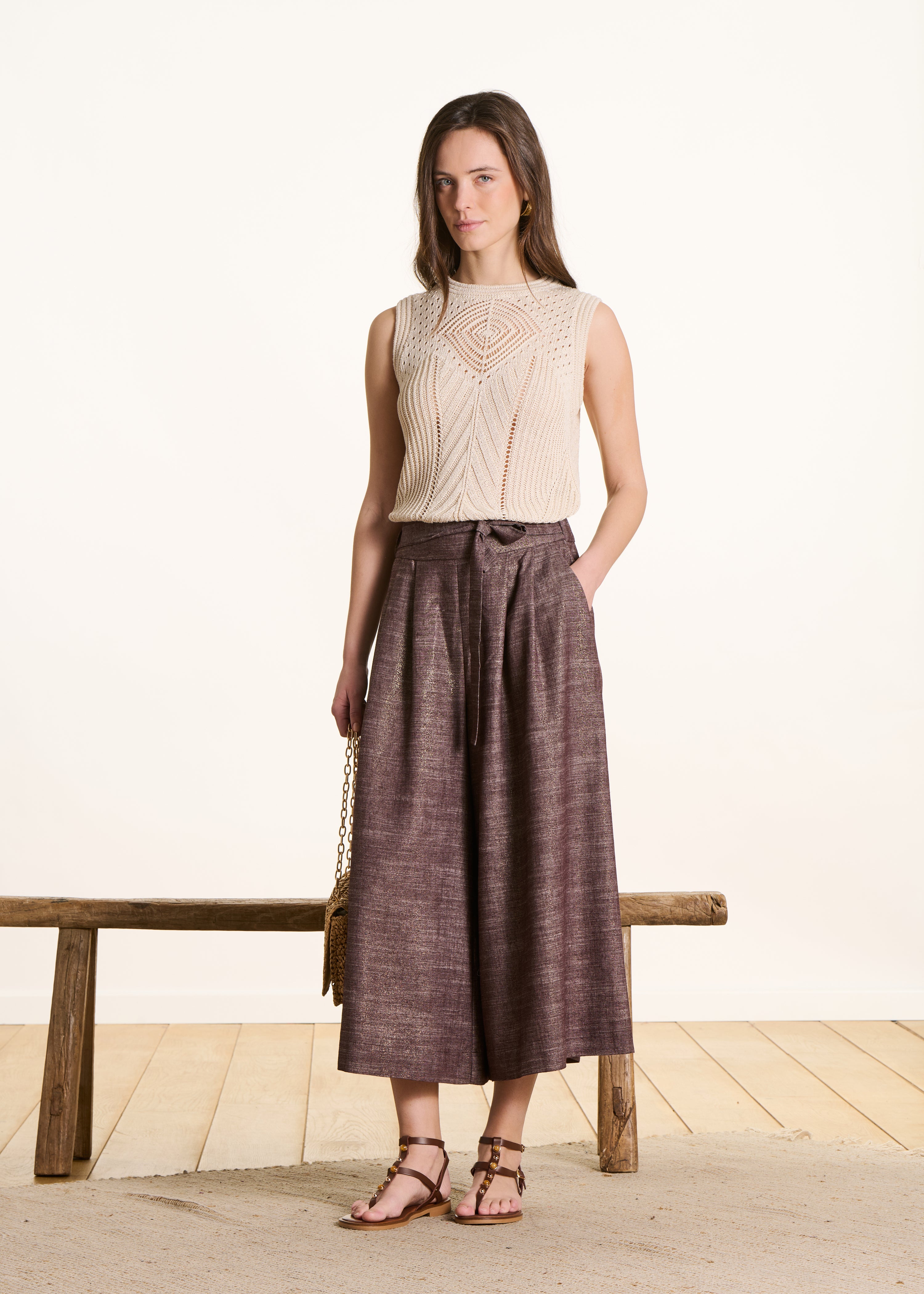 la-f-e-marabout-e-dactus-hose-braun-weit-7-8-high-waist image 1