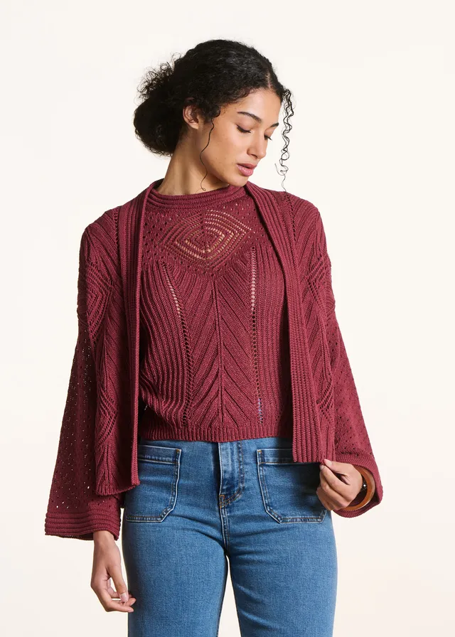 la-f-e-marabout-e-pulls-gilets-gilet-bordeaux-h-kelstrick-offen image 1