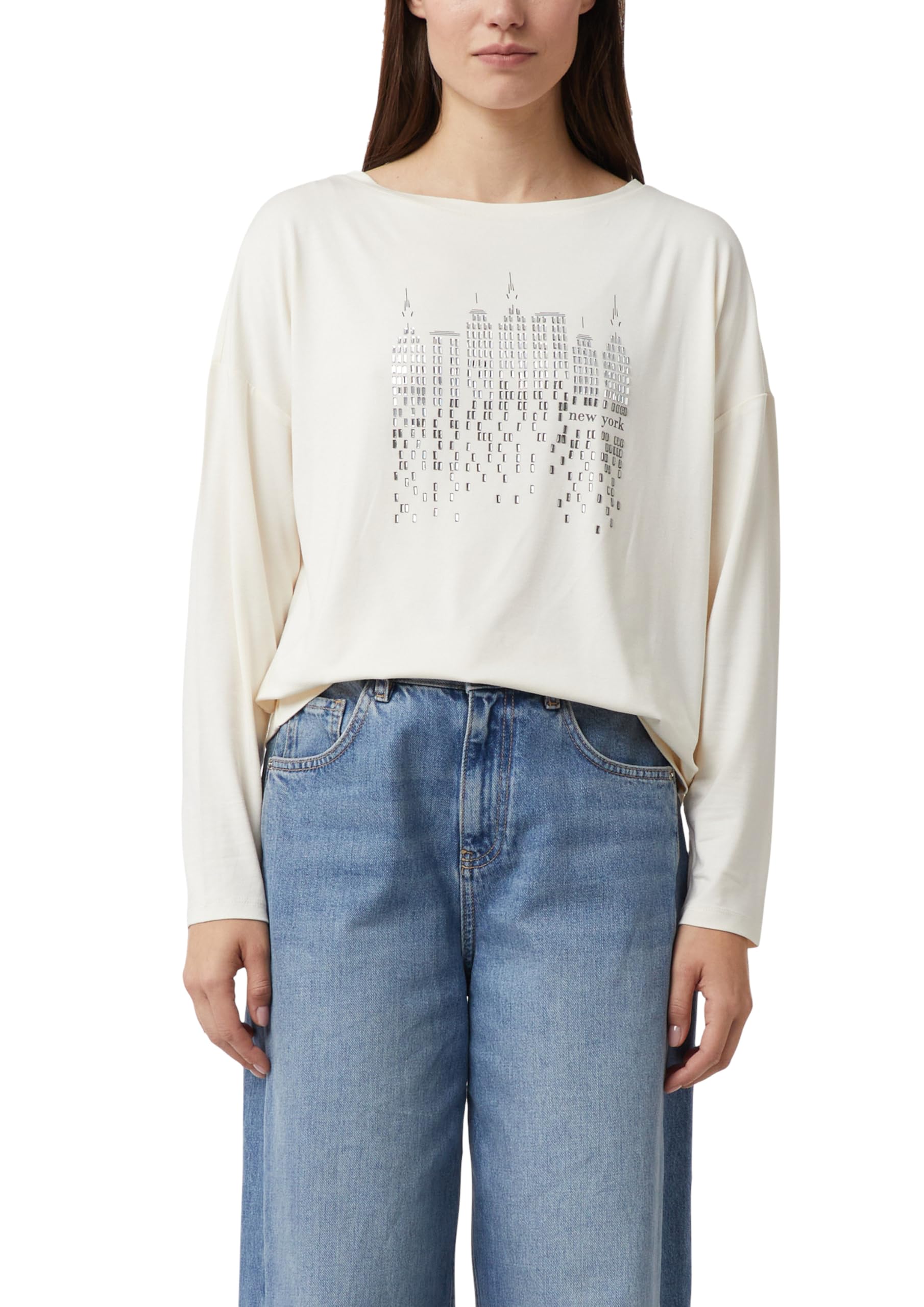 comma-tops-langarmshirt-print-strass-gr-36 image 1